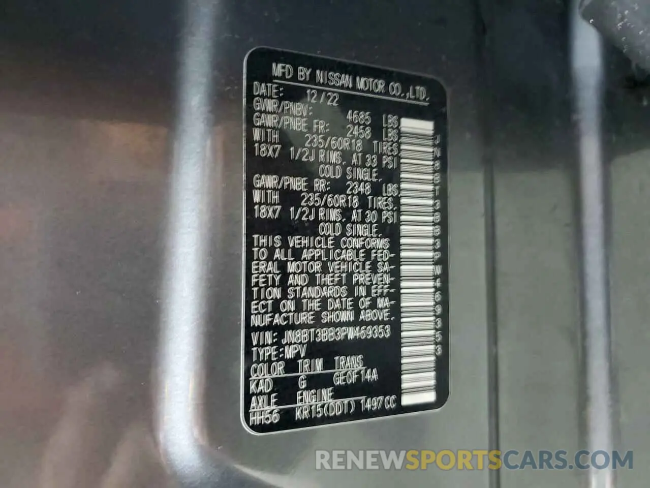 14 fotografías del automóvil dañado JN8BT3BB3PW469353 NISSAN ROGUE 2023