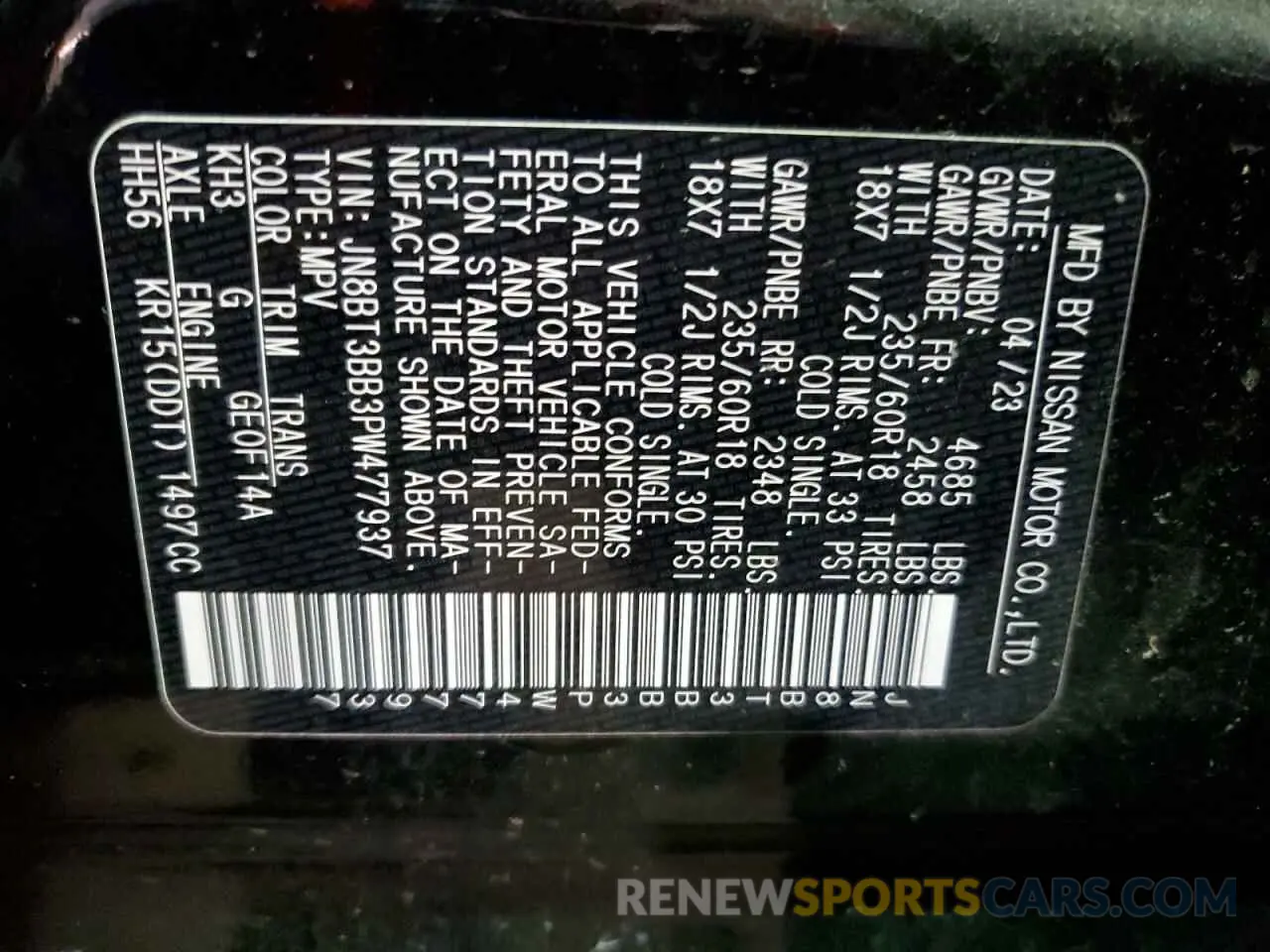 13 fotografías del automóvil dañado JN8BT3BB3PW477937 NISSAN ROGUE 2023