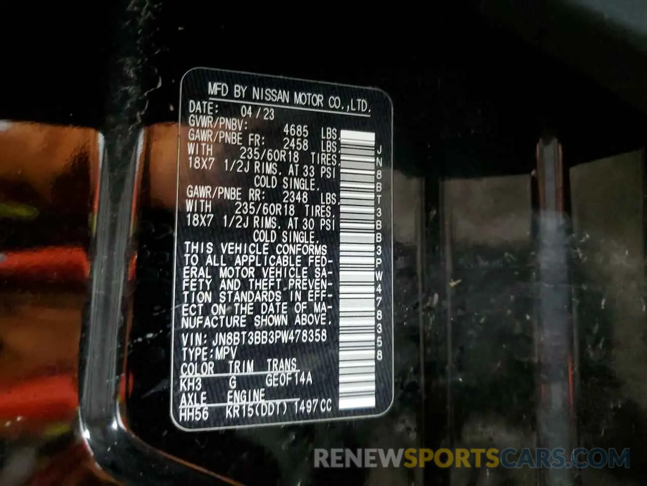 13 fotografías del automóvil dañado JN8BT3BB3PW478358 NISSAN ROGUE 2023