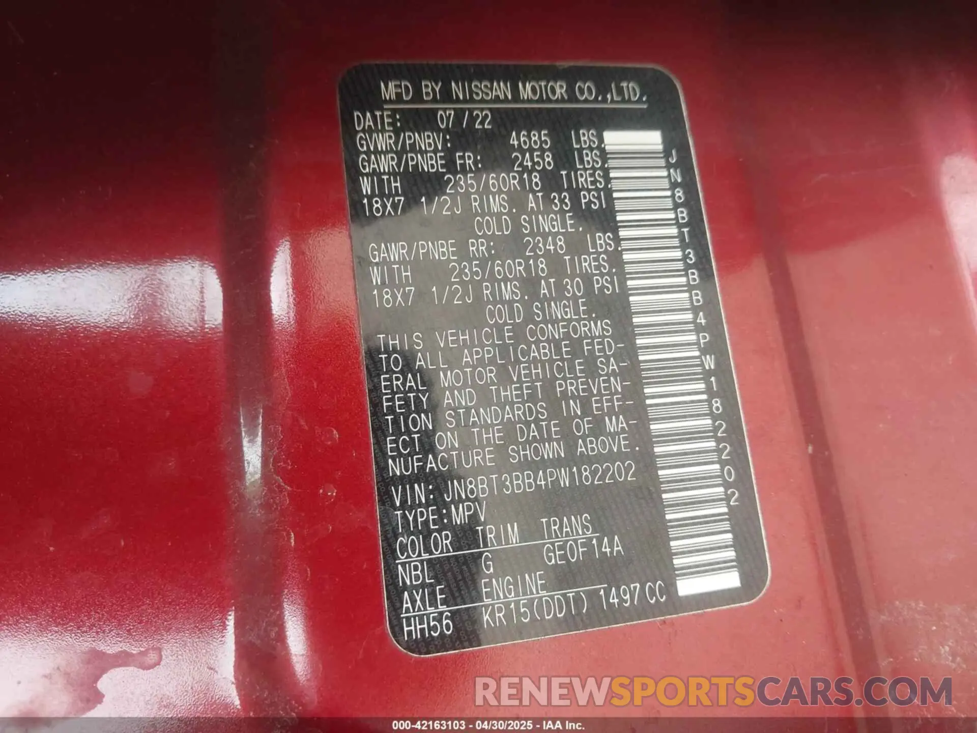 9 fotografías del automóvil dañado JN8BT3BB4PW182202 NISSAN ROGUE 2023
