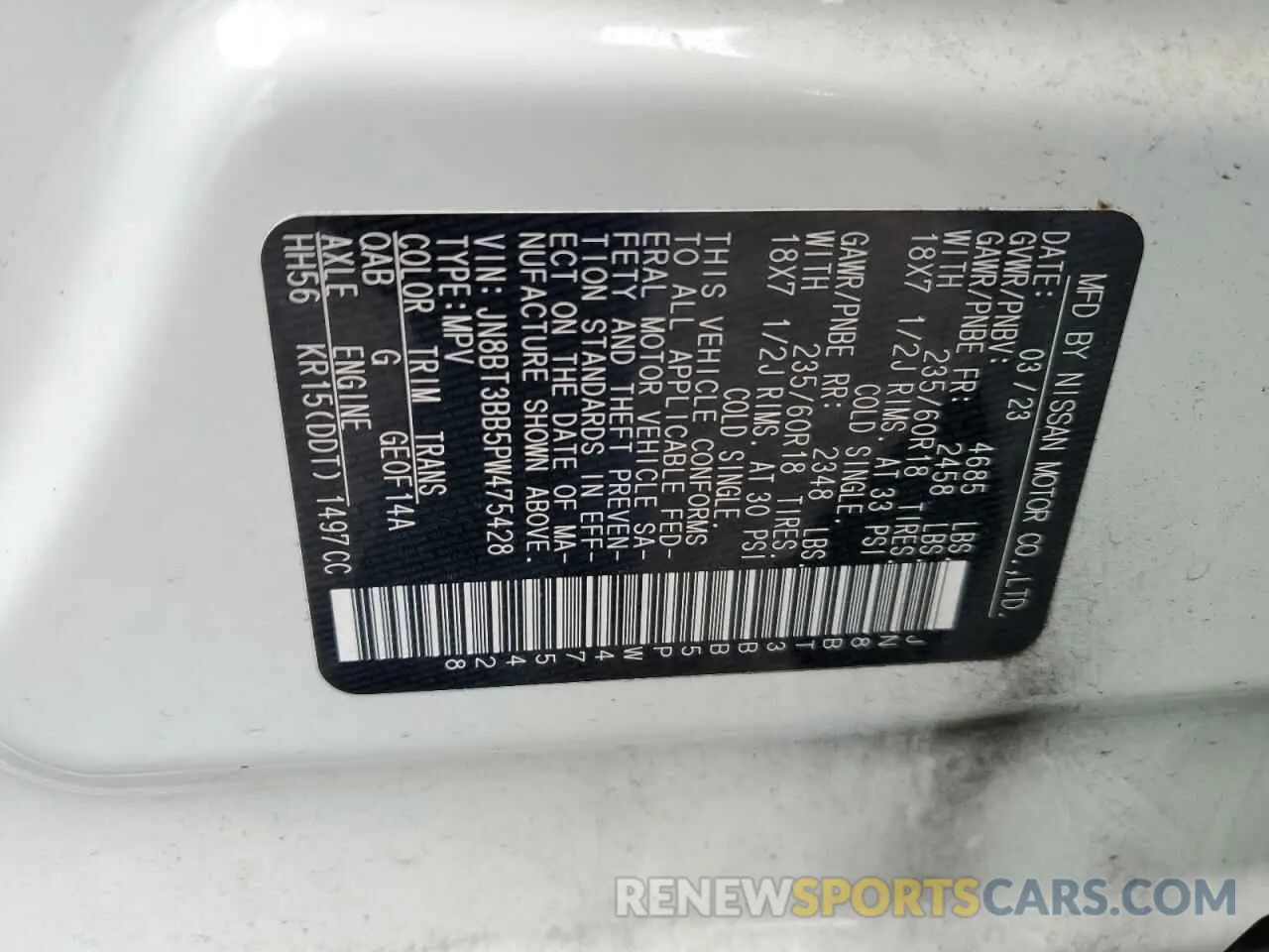 13 fotografías del automóvil dañado JN8BT3BB5PW475428 NISSAN ROGUE 2023