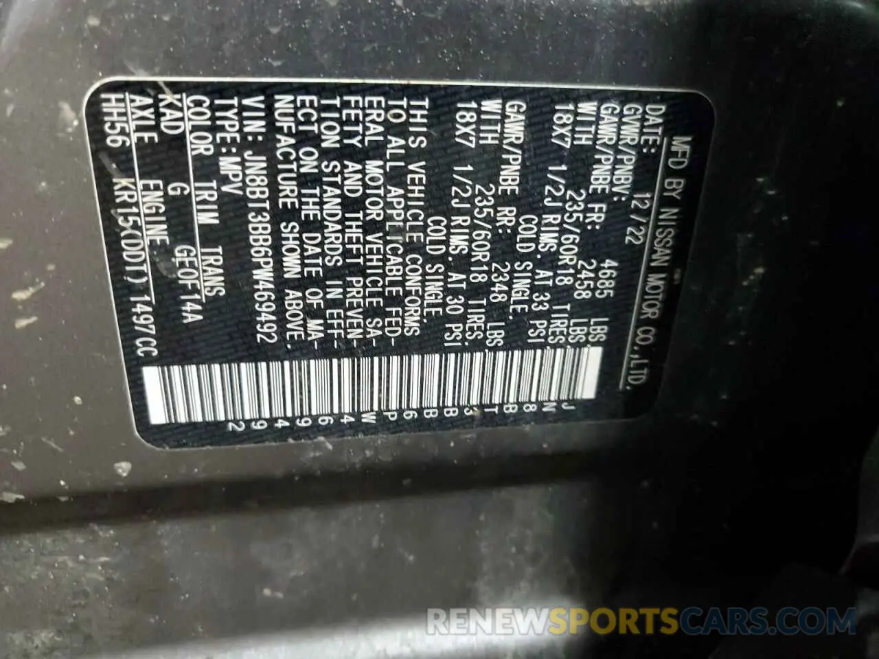 14 fotografías del automóvil dañado JN8BT3BB6PW469492 NISSAN ROGUE 2023