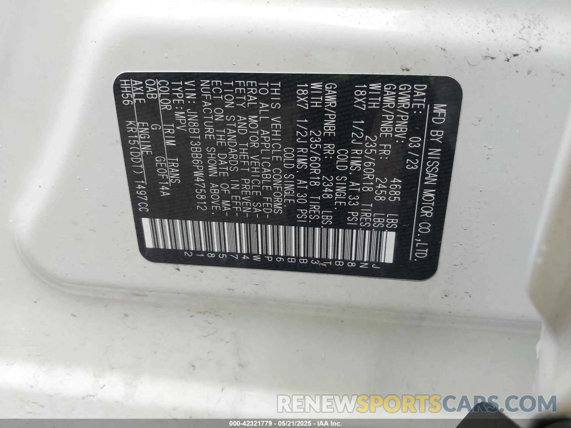 9 fotografías del automóvil dañado JN8BT3BB6PW475812 NISSAN ROGUE 2023