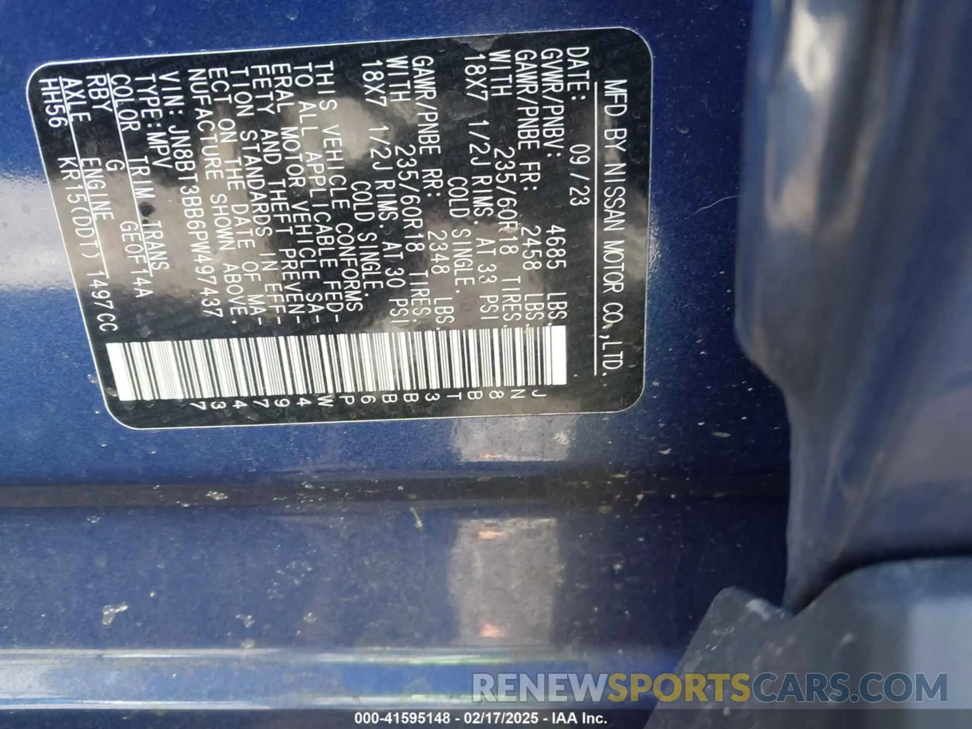 9 fotografías del automóvil dañado JN8BT3BB6PW497437 NISSAN ROGUE 2023