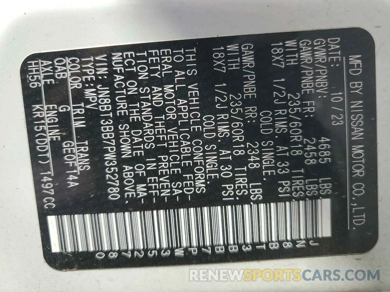14 fotografías del automóvil dañado JN8BT3BB7PW352780 NISSAN ROGUE 2023