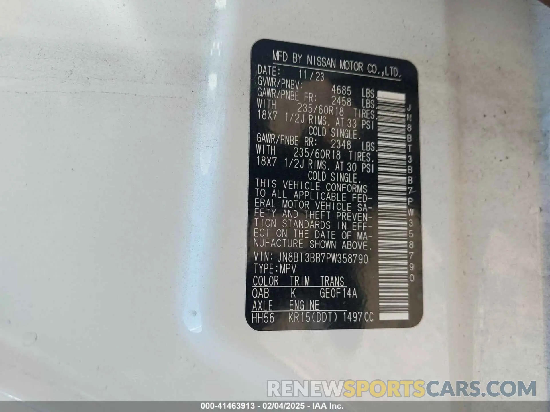 9 fotografías del automóvil dañado JN8BT3BB7PW358790 NISSAN ROGUE 2023