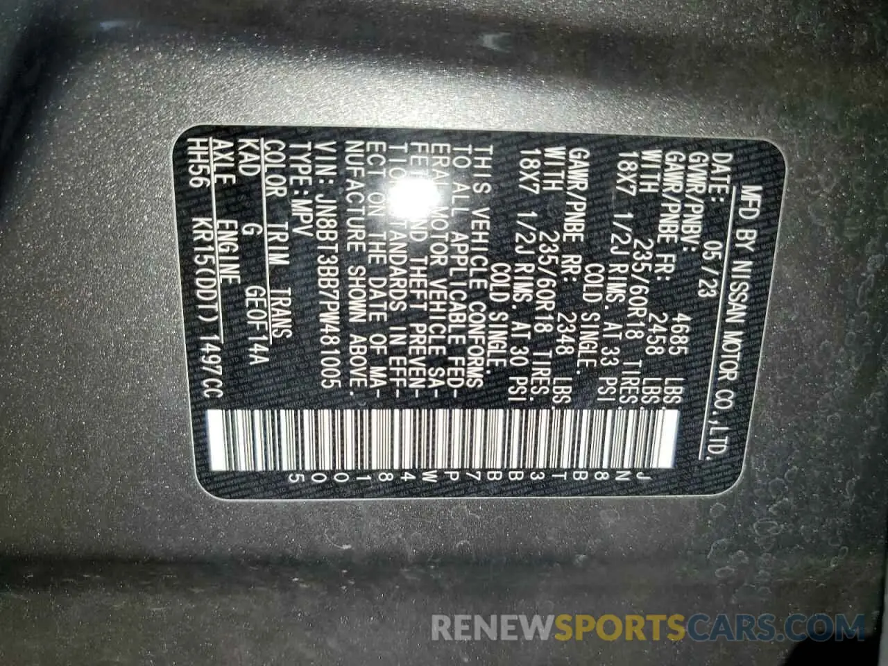 13 fotografías del automóvil dañado JN8BT3BB7PW481005 NISSAN ROGUE 2023