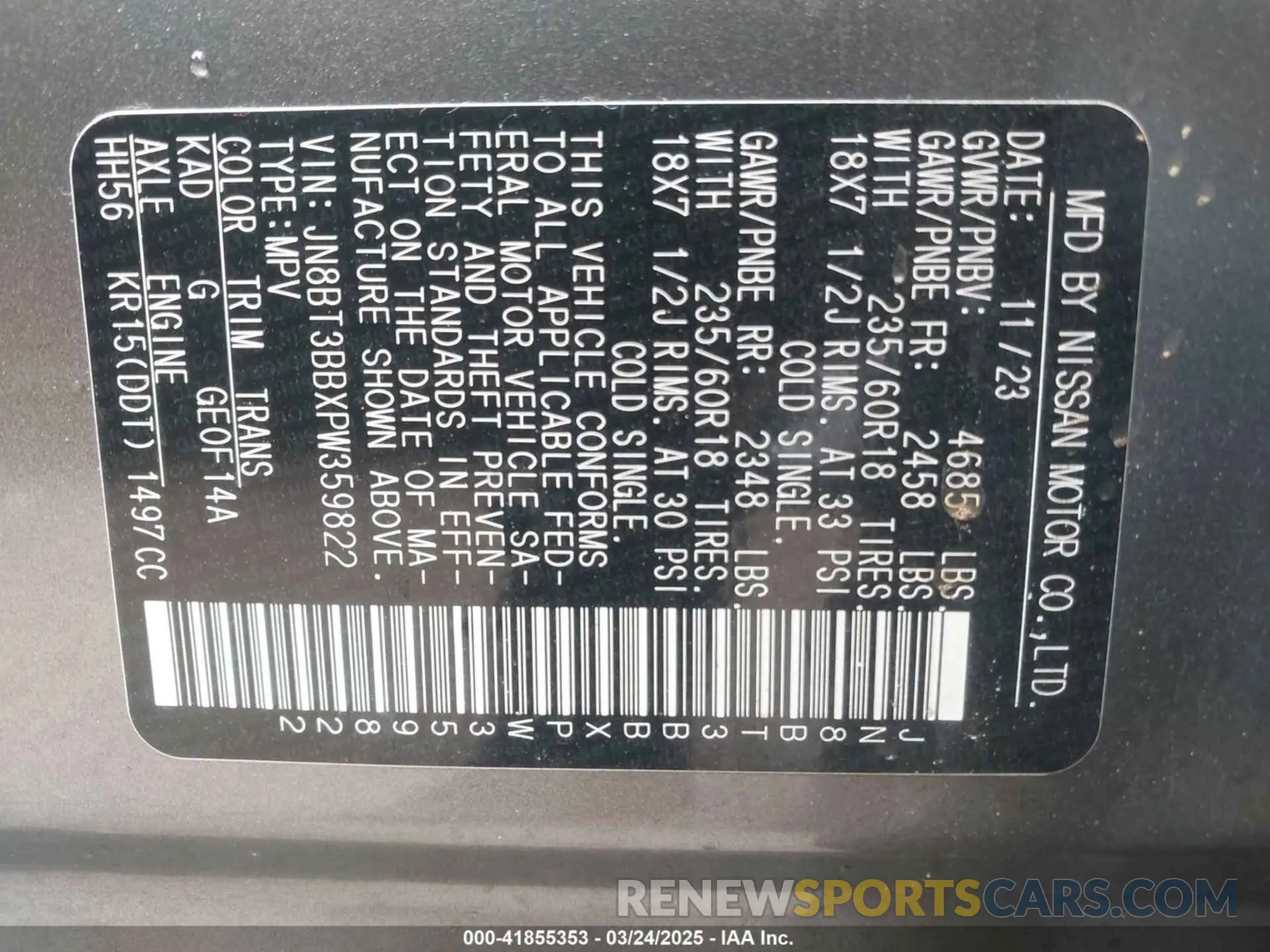 9 fotografías del automóvil dañado JN8BT3BBXPW359822 NISSAN ROGUE 2023