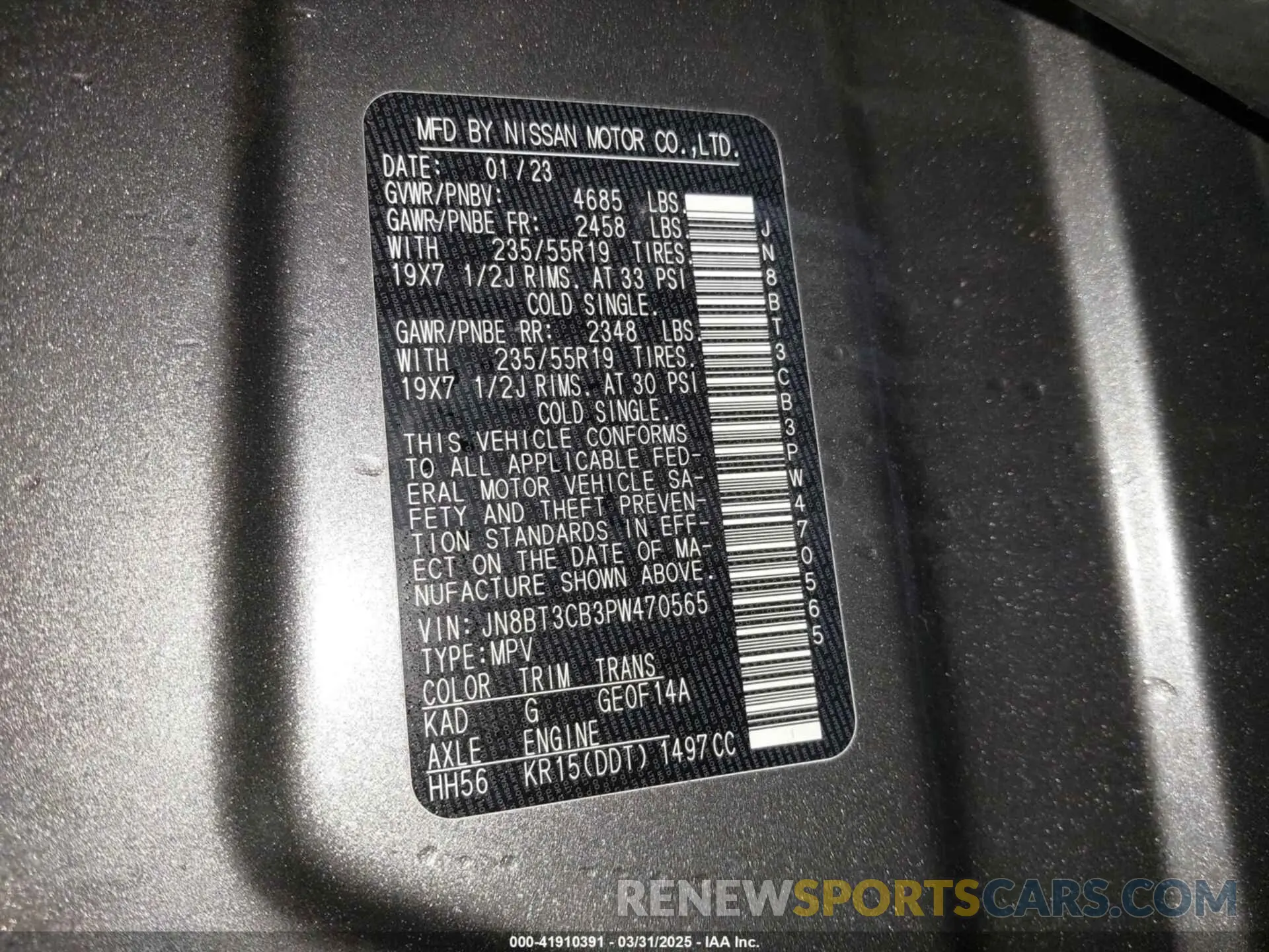 9 fotografías del automóvil dañado JN8BT3CB3PW470565 NISSAN ROGUE 2023