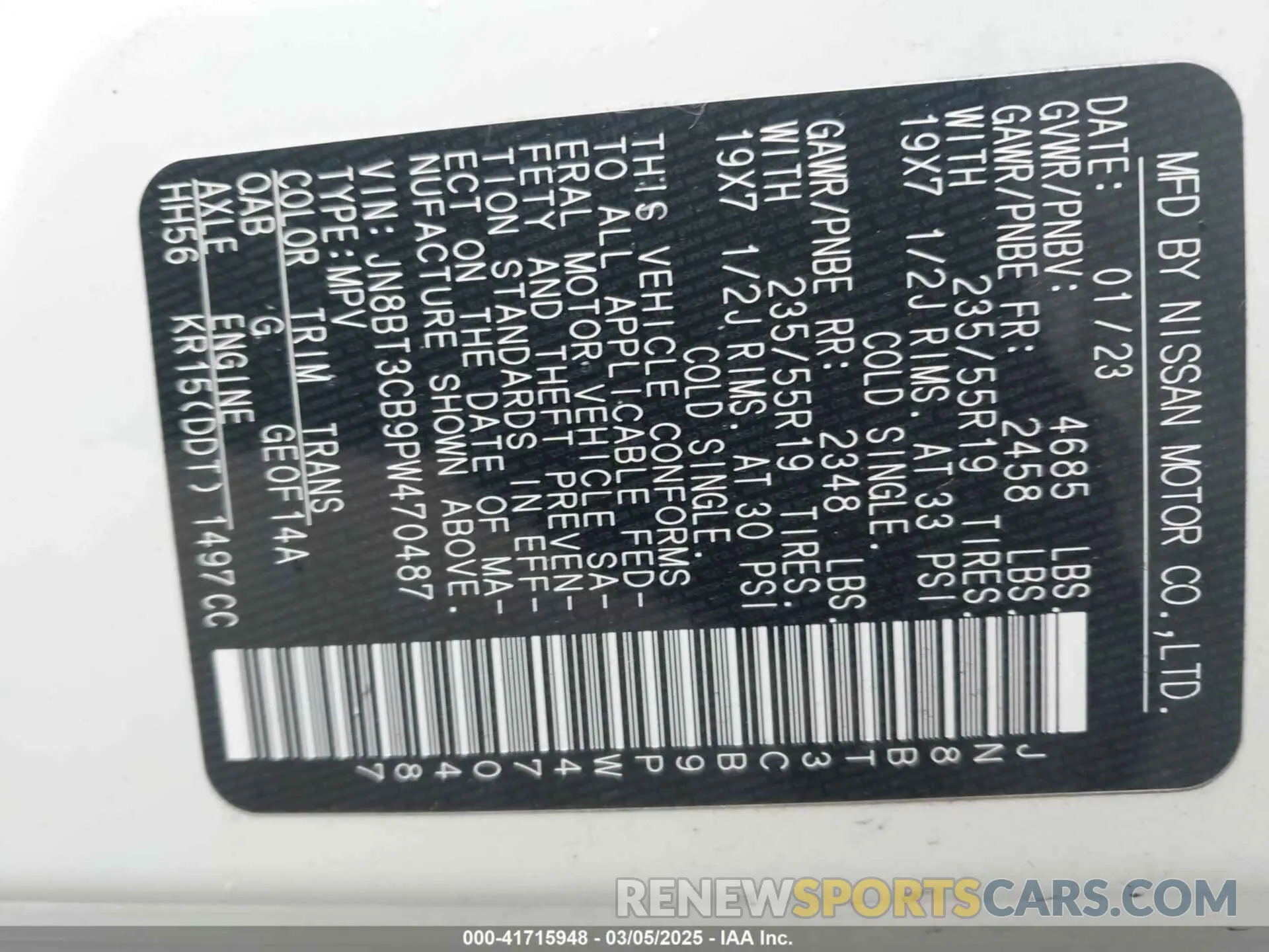 9 fotografías del automóvil dañado JN8BT3CB9PW470487 NISSAN ROGUE 2023