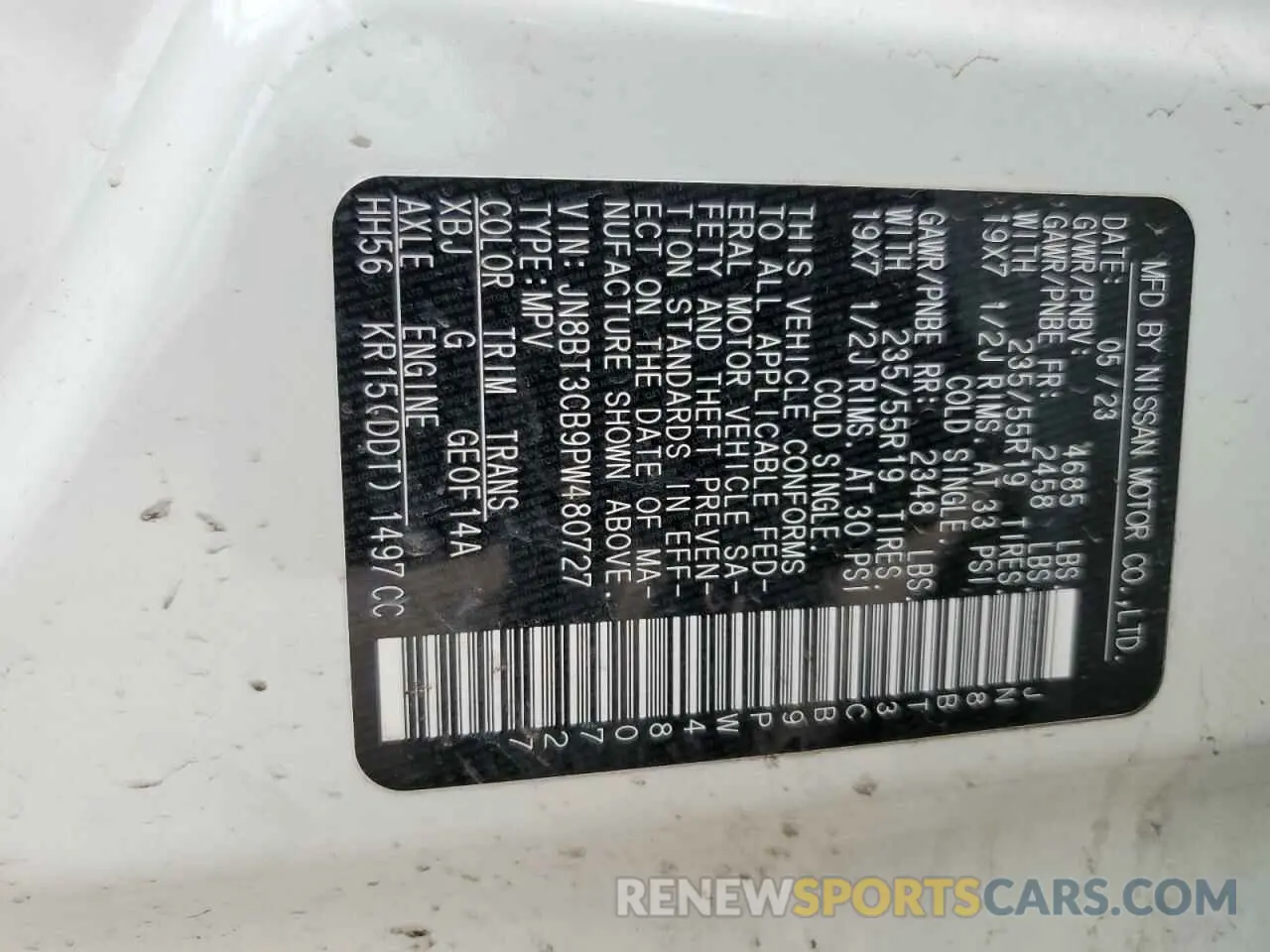15 fotografías del automóvil dañado JN8BT3CB9PW480727 NISSAN ROGUE 2023
