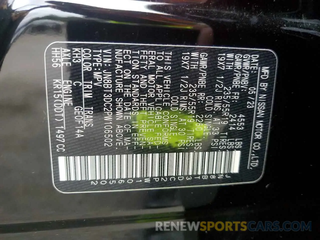 16 fotografías del automóvil dañado JN8BT3DC2PW106502 NISSAN ROGUE 2023