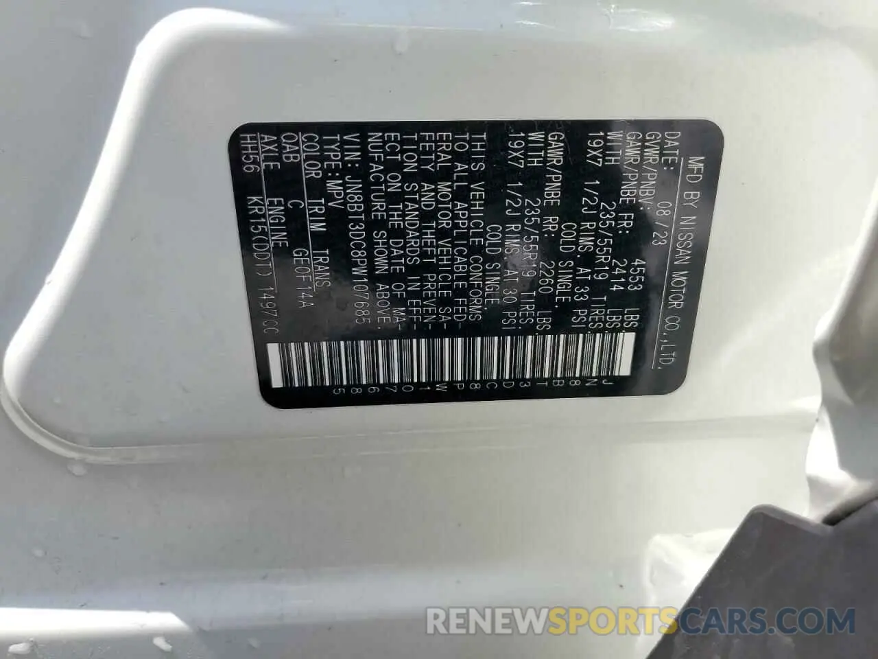 13 fotografías del automóvil dañado JN8BT3DC8PW107685 NISSAN ROGUE 2023