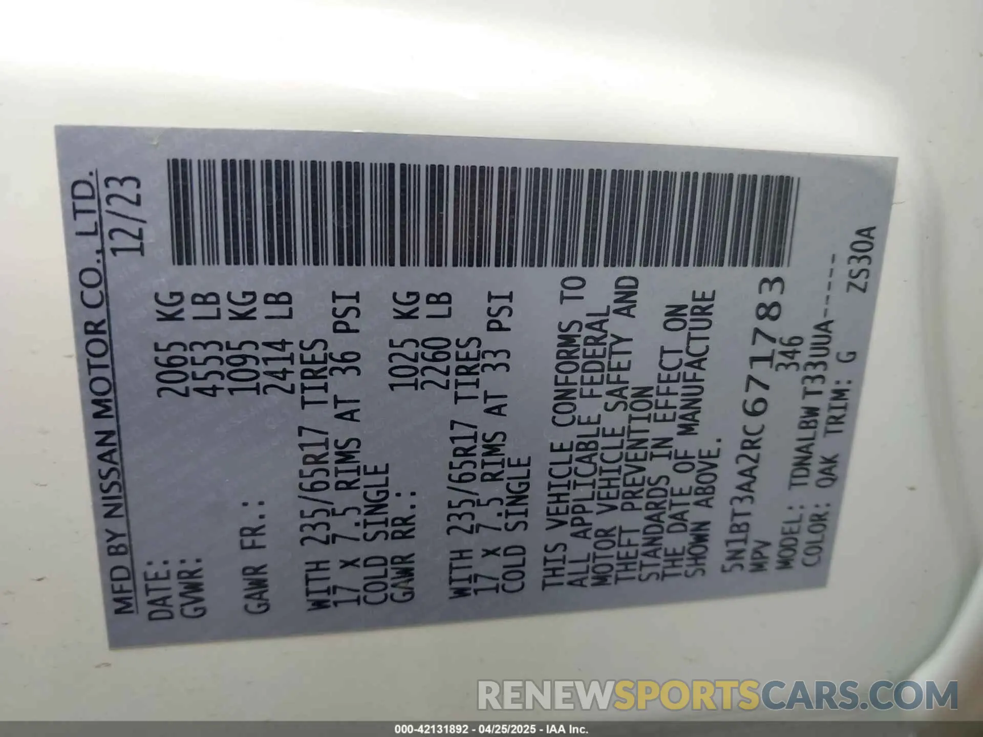 9 fotografías del automóvil dañado 5N1BT3AA2RC671783 NISSAN ROGUE 2024