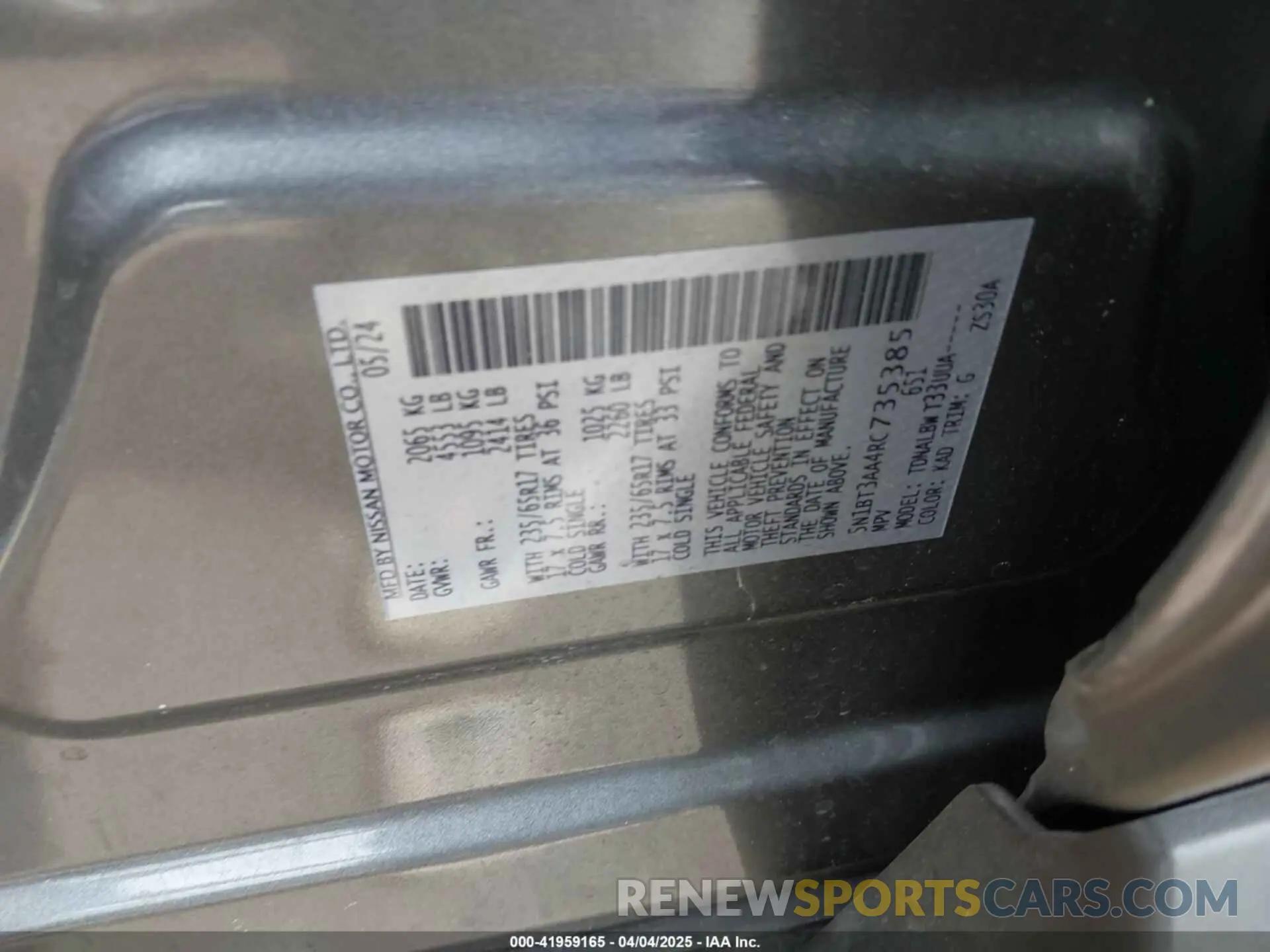 9 fotografías del automóvil dañado 5N1BT3AA4RC735385 NISSAN ROGUE 2024