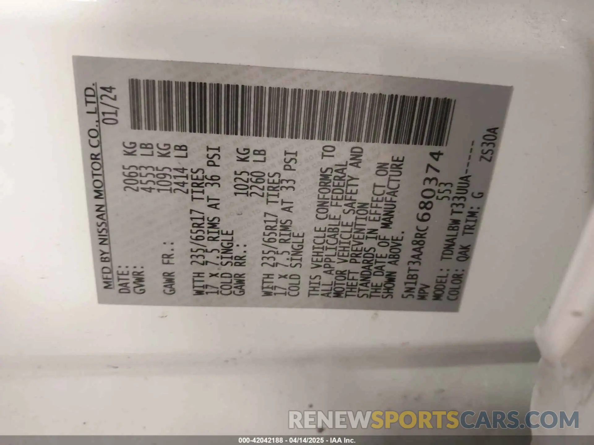 9 fotografías del automóvil dañado 5N1BT3AA8RC680374 NISSAN ROGUE 2024