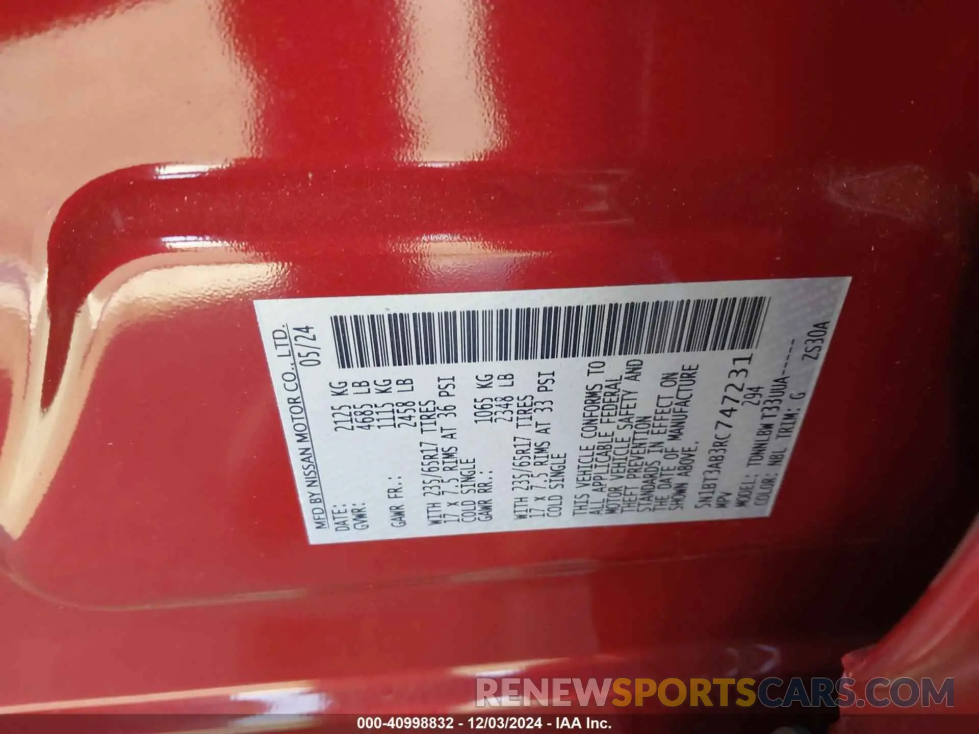 9 fotografías del automóvil dañado 5N1BT3AB3RC747231 NISSAN ROGUE 2024