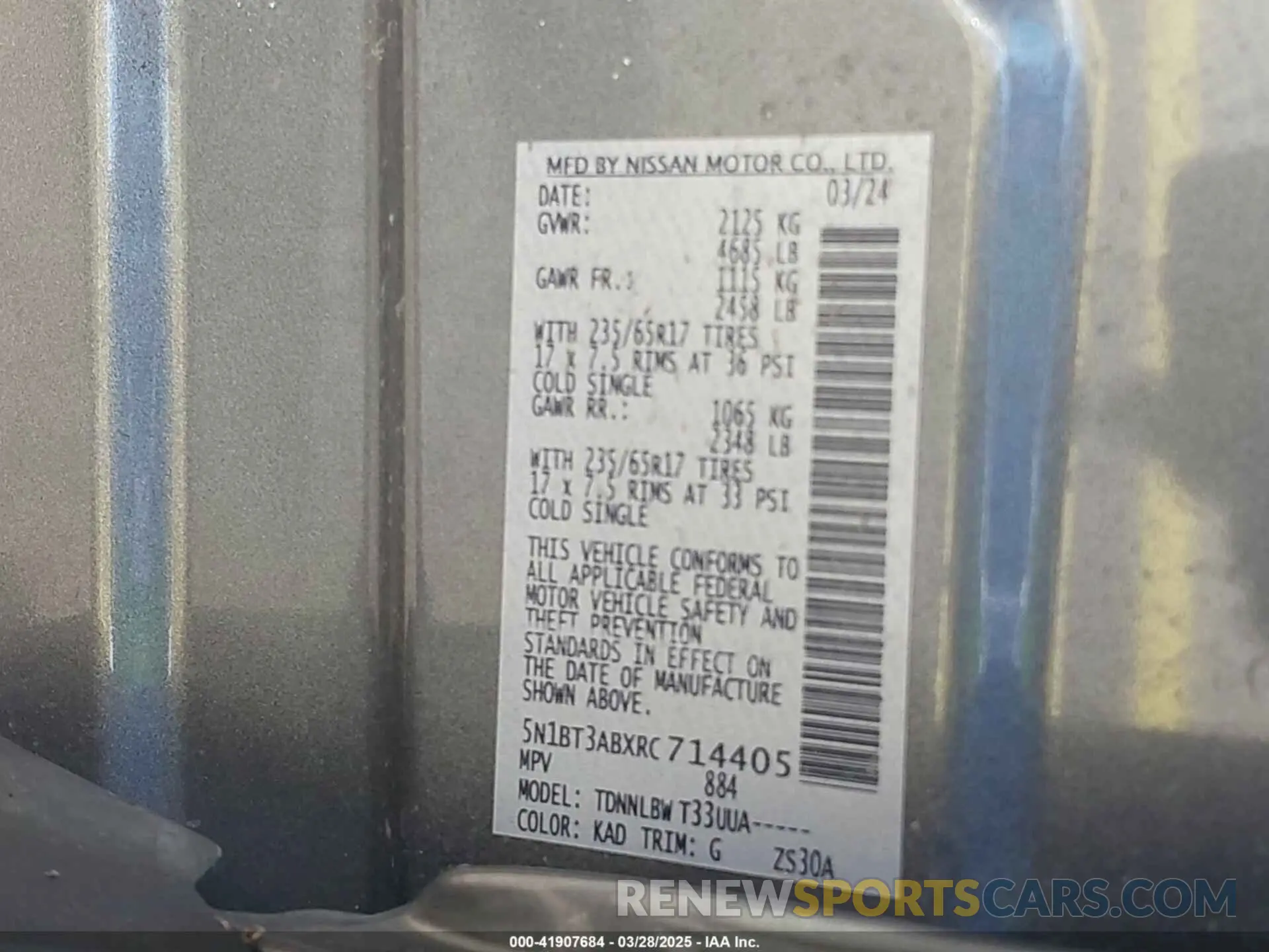 9 fotografías del automóvil dañado 5N1BT3ABXRC714405 NISSAN ROGUE 2024