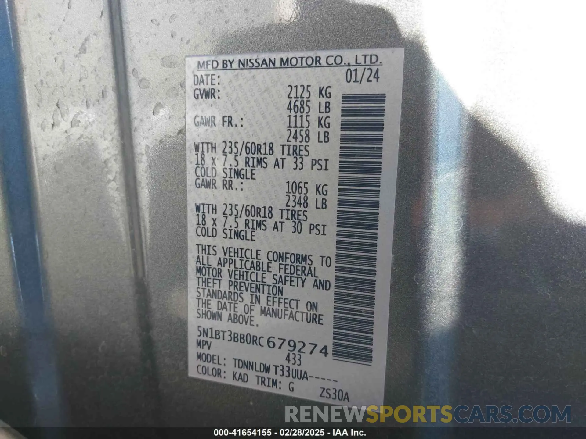9 fotografías del automóvil dañado 5N1BT3BB0RC679274 NISSAN ROGUE 2024