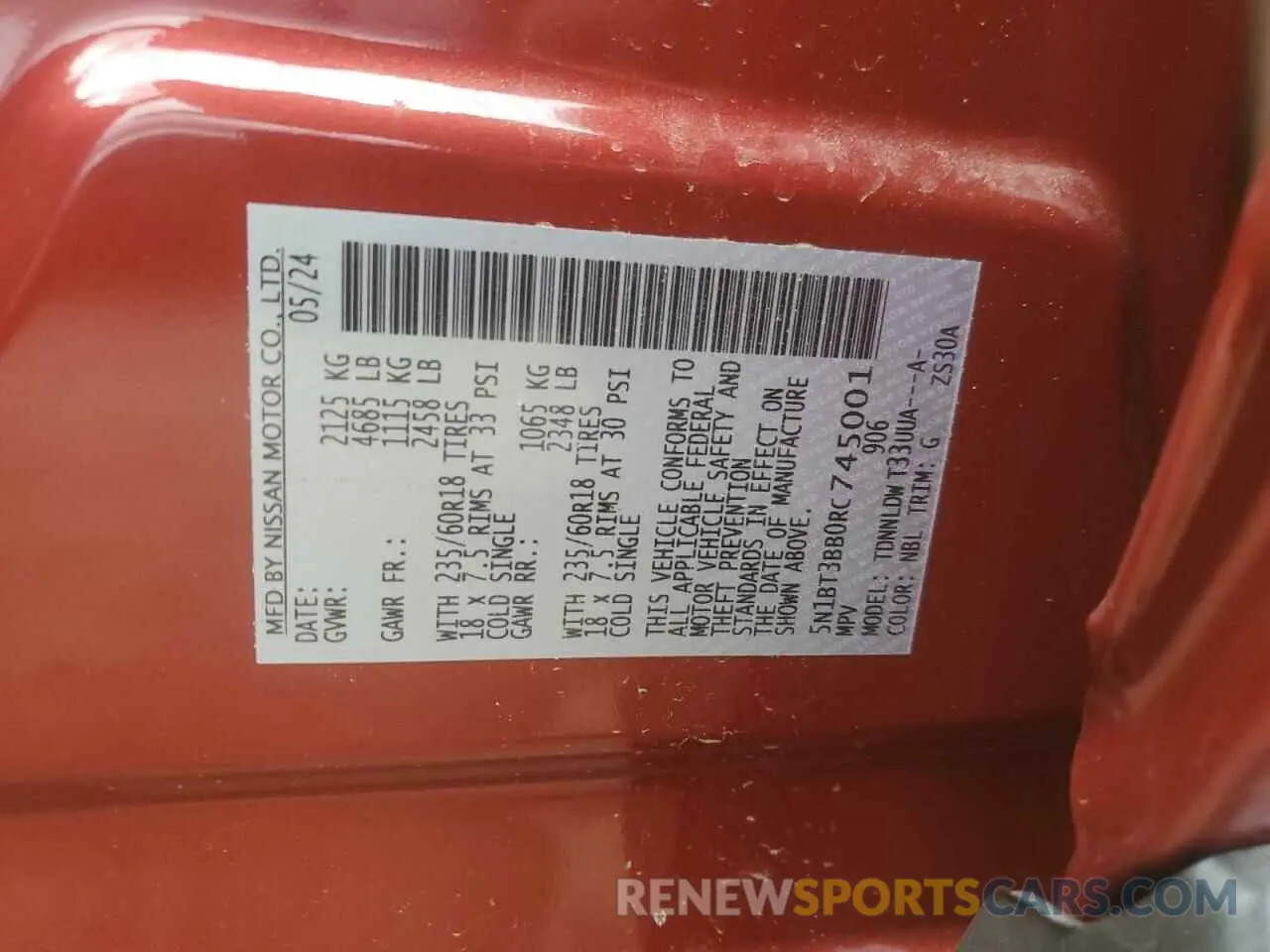 14 fotografías del automóvil dañado 5N1BT3BB0RC745001 NISSAN ROGUE 2024