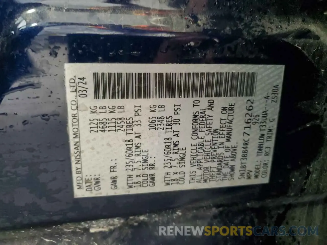 14 fotografías del automóvil dañado 5N1BT3BB4RC716262 NISSAN ROGUE 2024