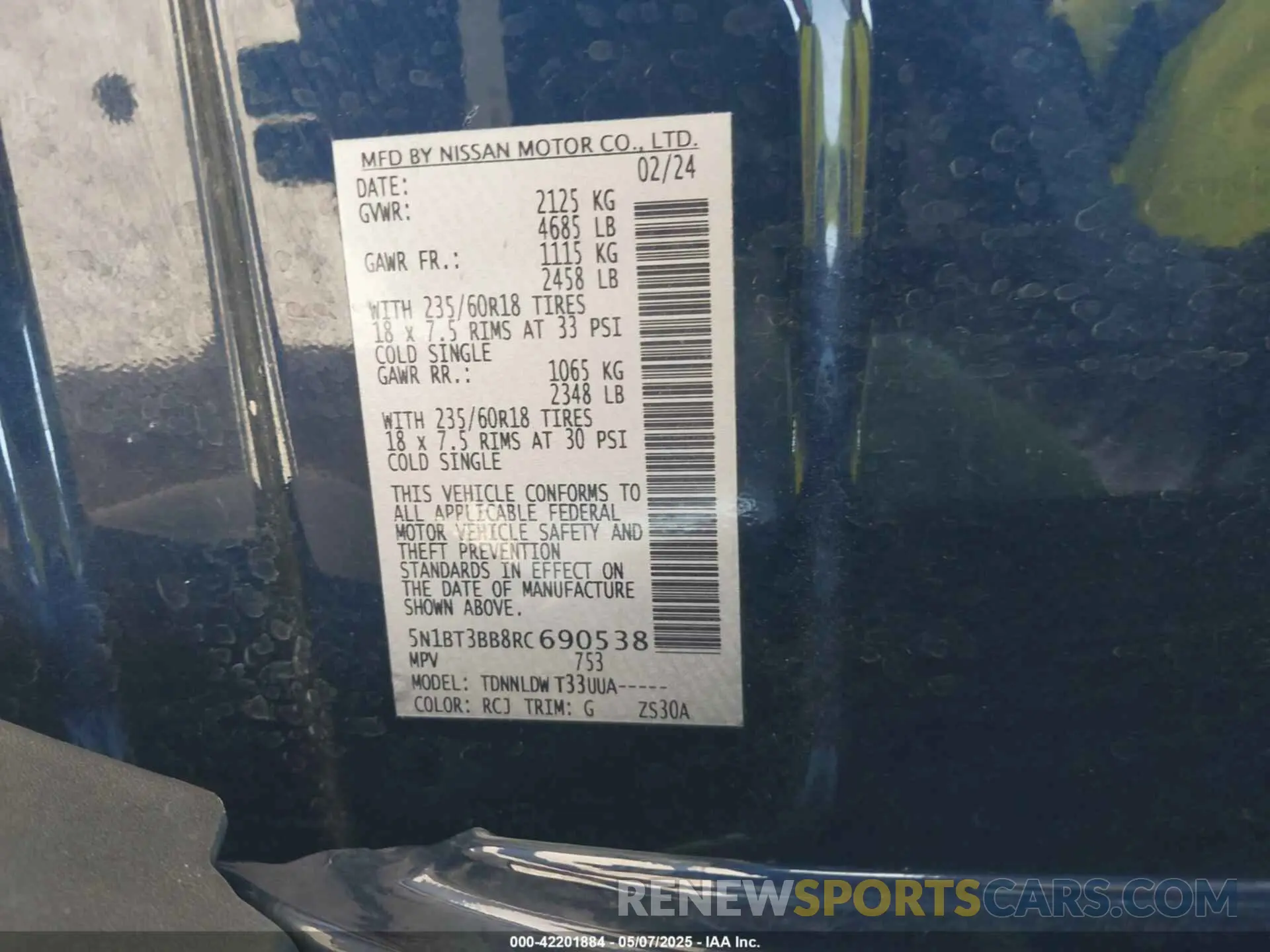 9 fotografías del automóvil dañado 5N1BT3BB8RC690538 NISSAN ROGUE 2024