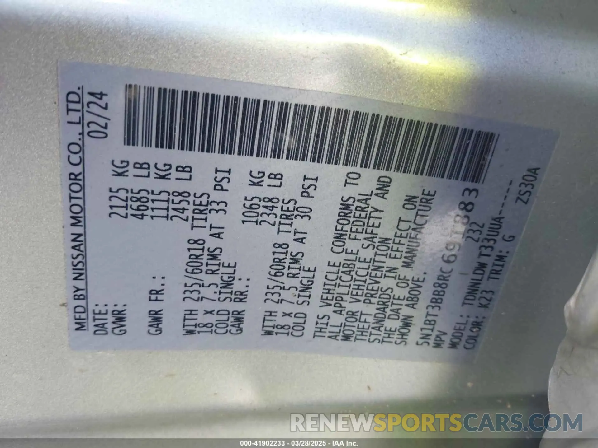 9 fotografías del automóvil dañado 5N1BT3BB8RC691883 NISSAN ROGUE 2024