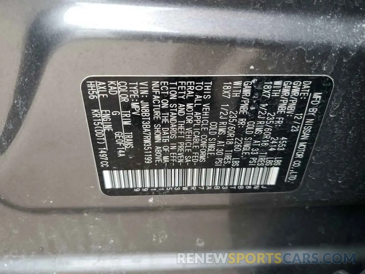 12 fotografías del automóvil dañado JN8BT3BA7RW351199 NISSAN ROGUE 2024