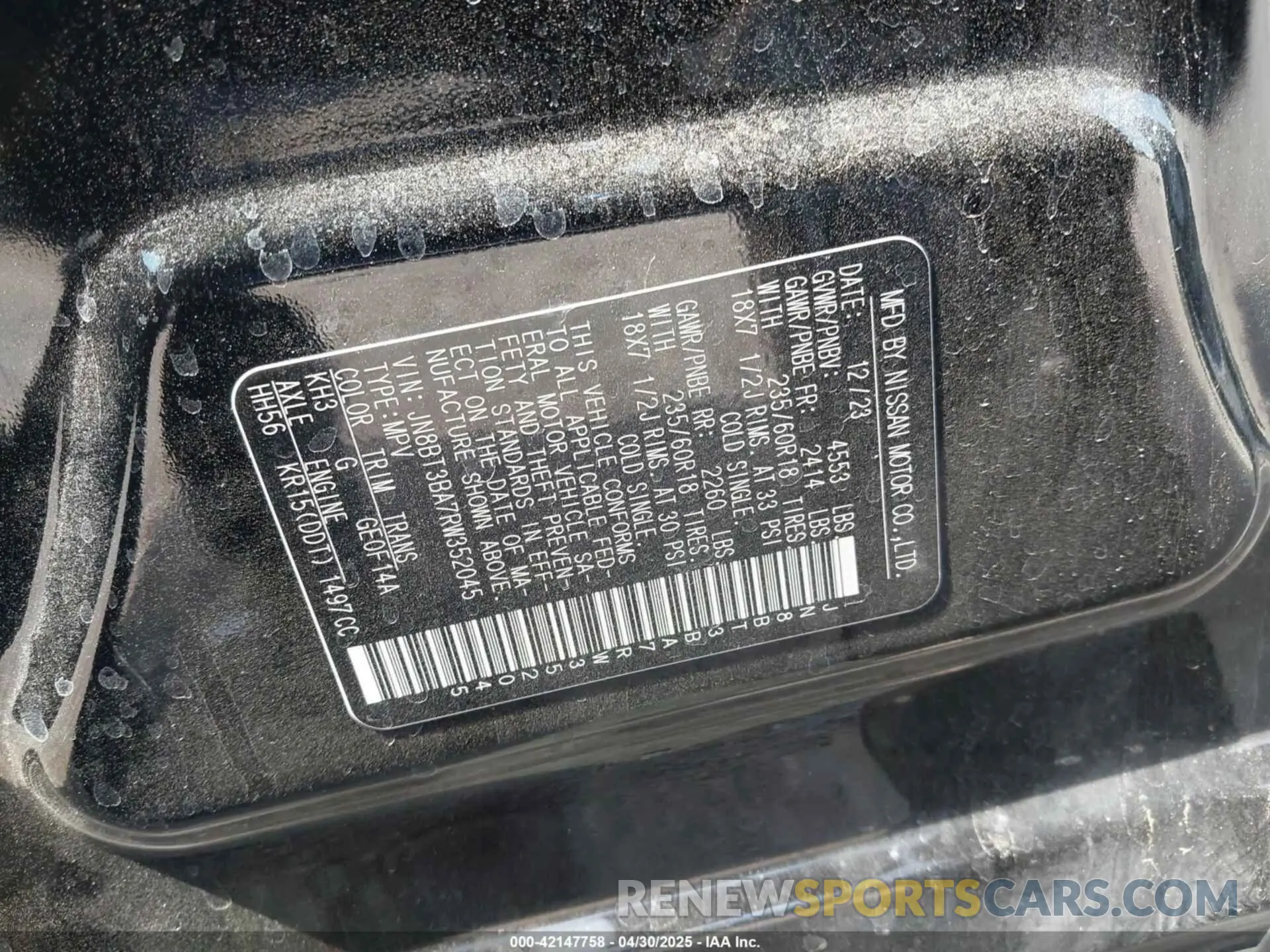9 fotografías del automóvil dañado JN8BT3BA7RW352045 NISSAN ROGUE 2024