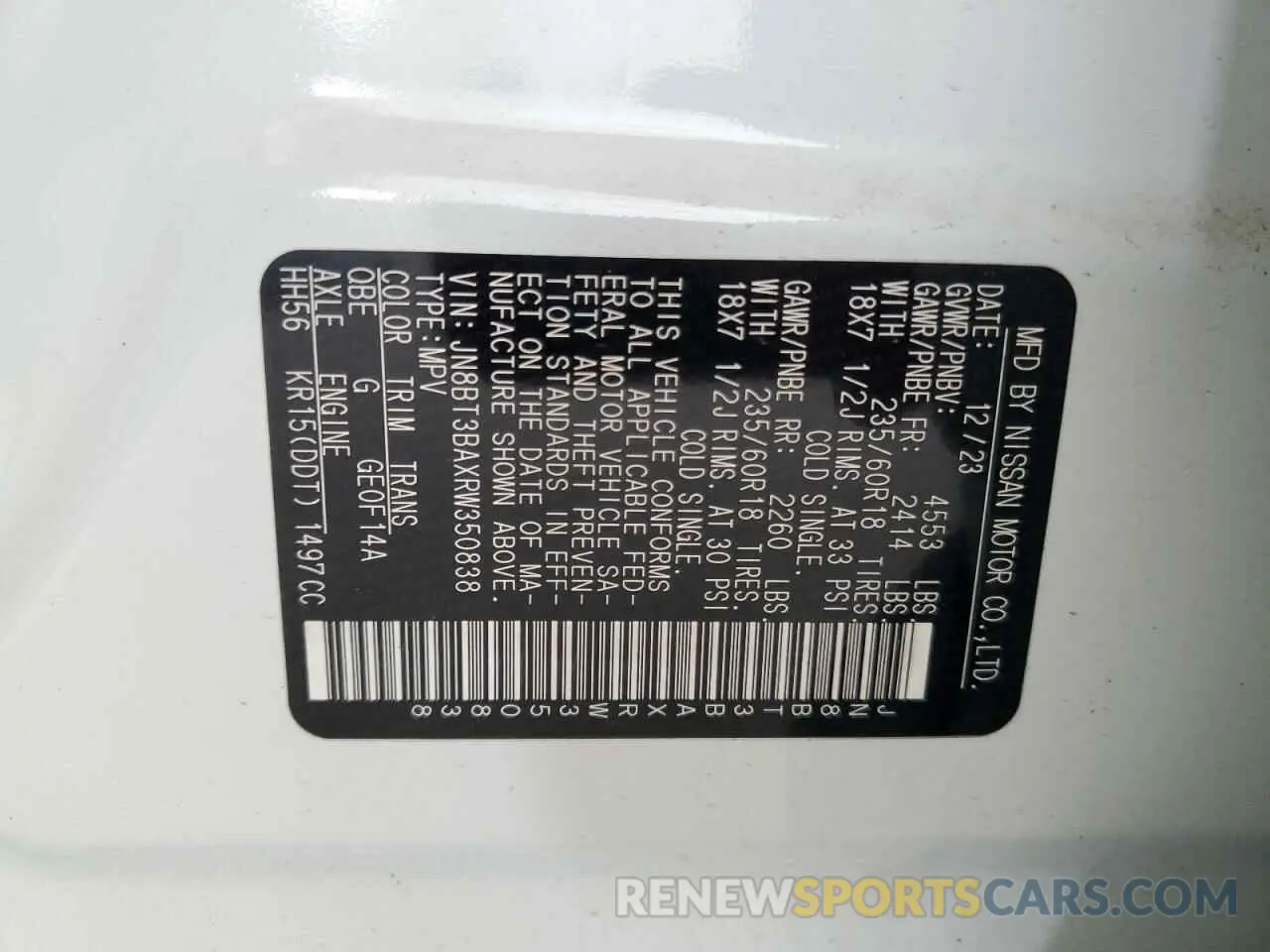 13 fotografías del automóvil dañado JN8BT3BAXRW350838 NISSAN ROGUE 2024