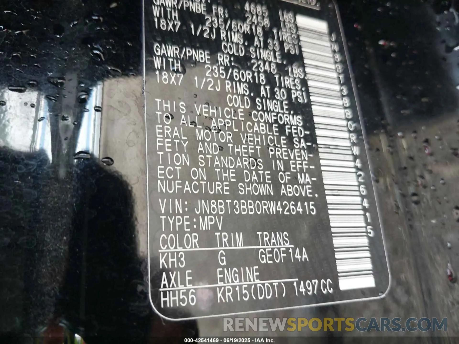9 fotografías del automóvil dañado JN8BT3BB0RW426415 NISSAN ROGUE 2024