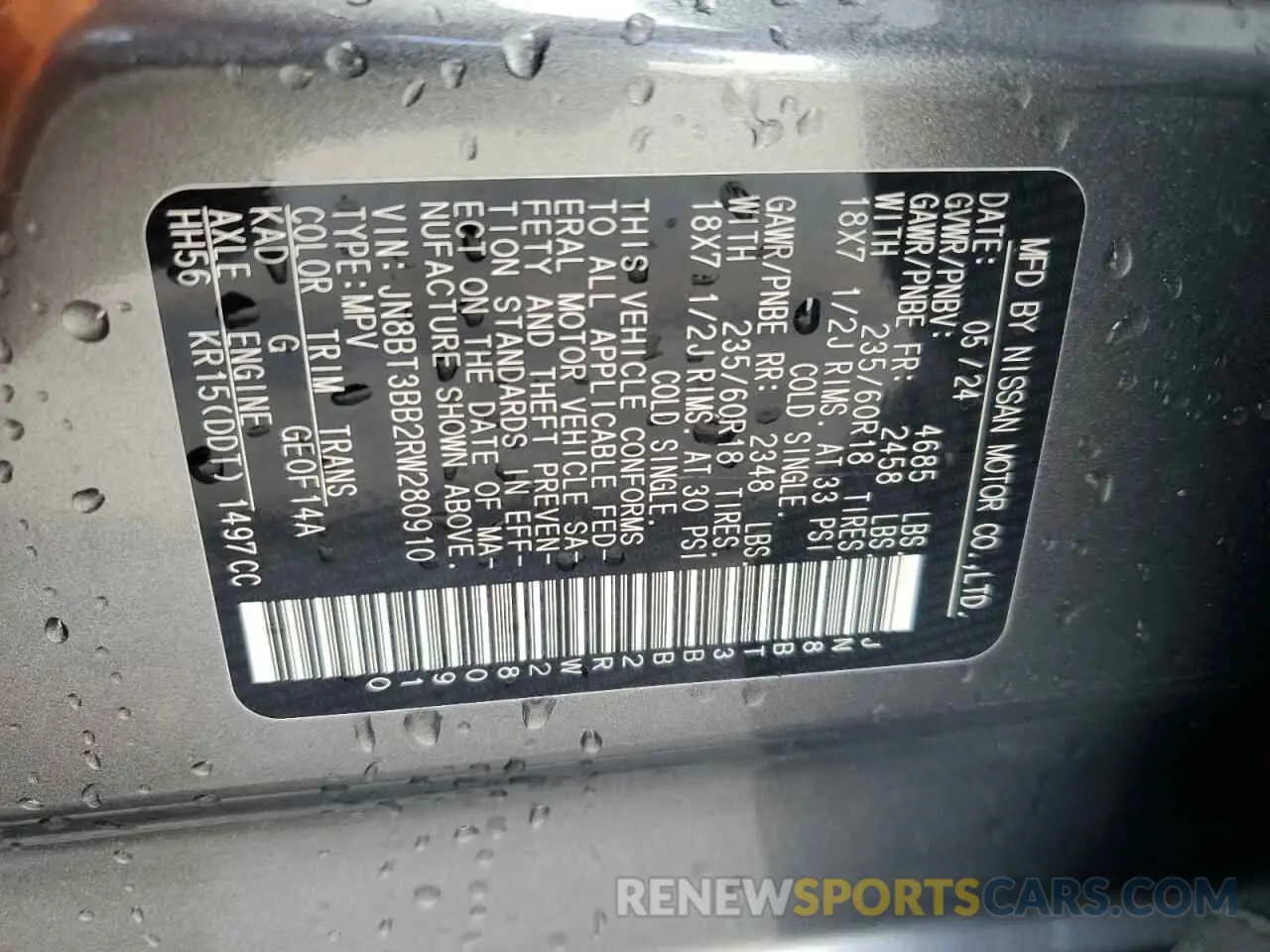 14 fotografías del automóvil dañado JN8BT3BB2RW280910 NISSAN ROGUE 2024