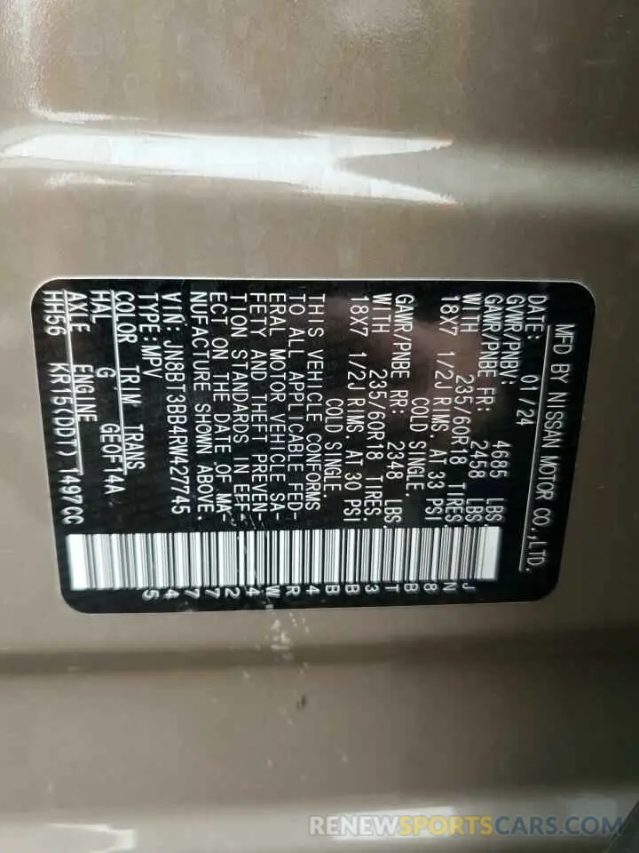 14 fotografías del automóvil dañado JN8BT3BB4RW427745 NISSAN ROGUE 2024