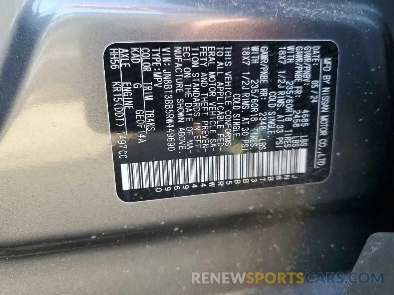 14 fotografías del automóvil dañado JN8BT3BB5RW449690 NISSAN ROGUE 2024