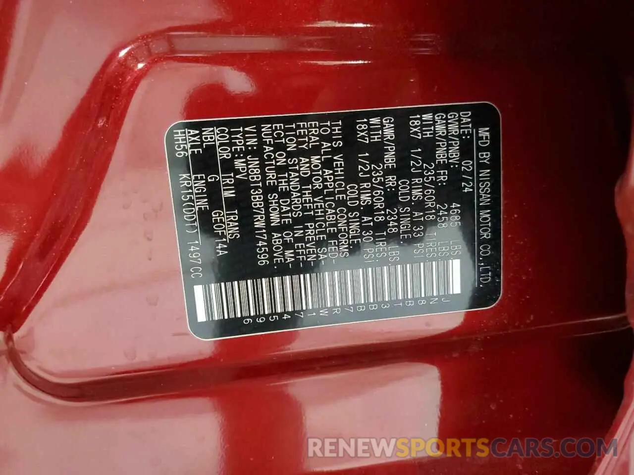 14 fotografías del automóvil dañado JN8BT3BB7RW174596 NISSAN ROGUE 2024