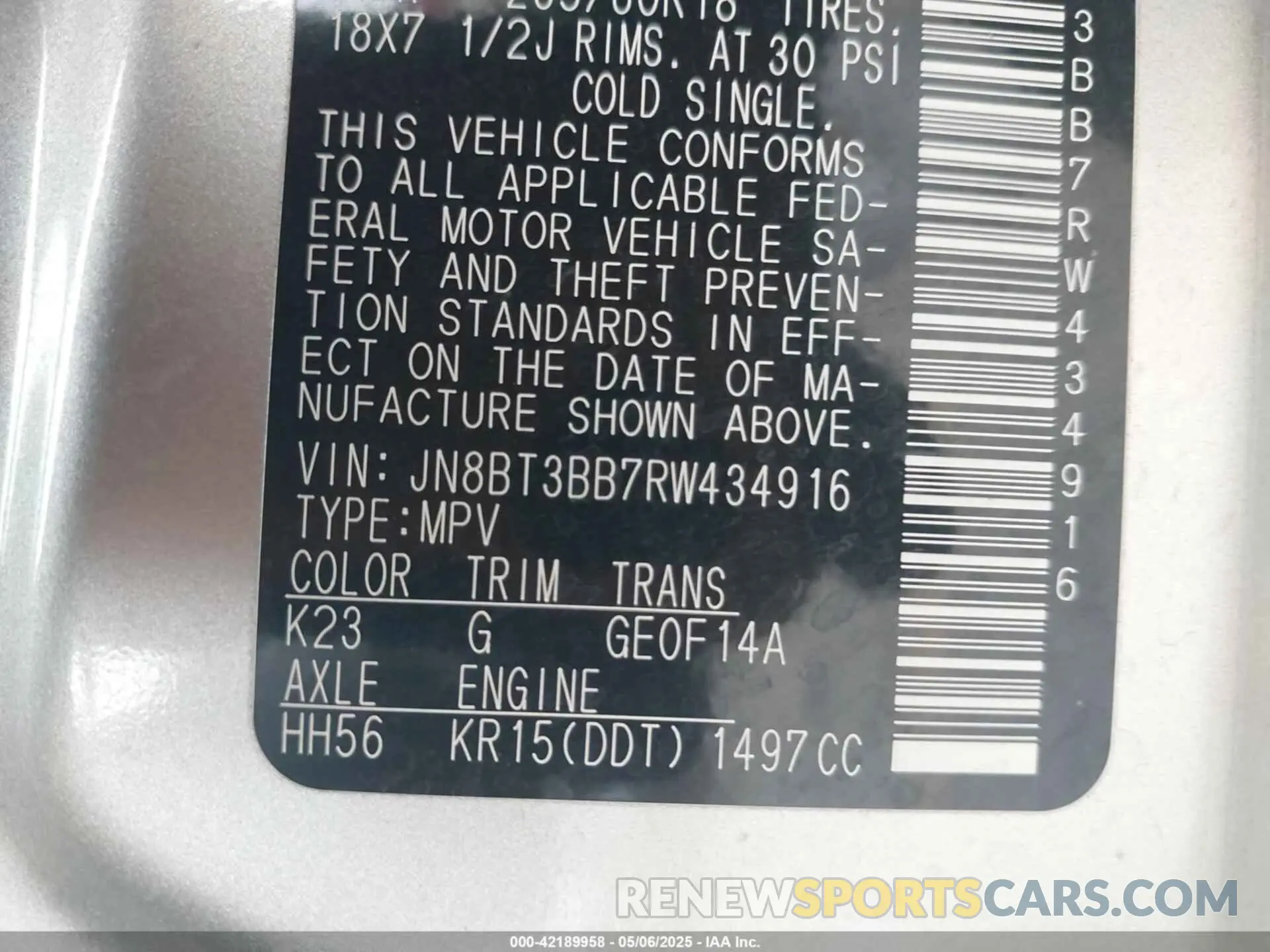 9 fotografías del automóvil dañado JN8BT3BB7RW434916 NISSAN ROGUE 2024