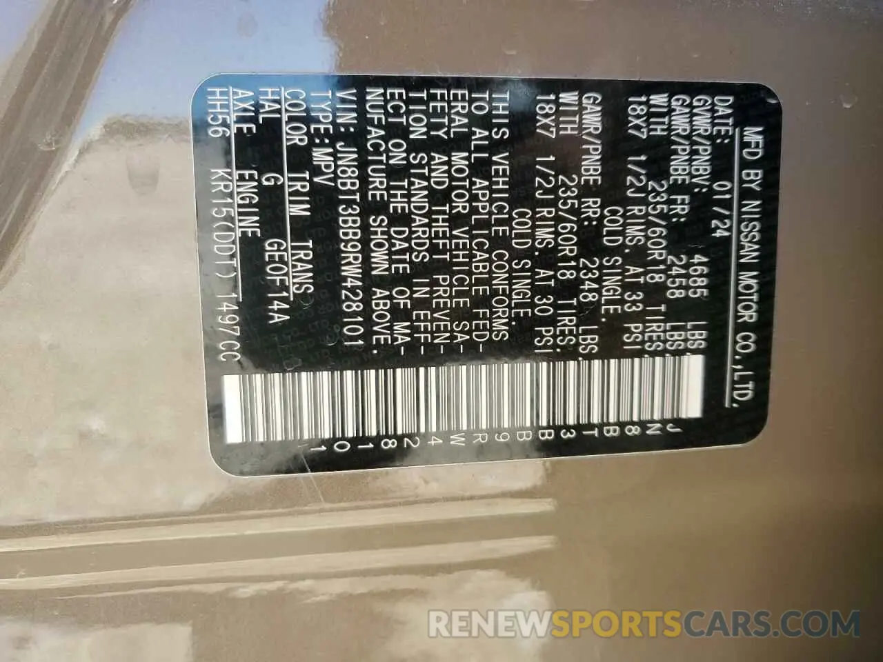 14 fotografías del automóvil dañado JN8BT3BB9RW428101 NISSAN ROGUE 2024