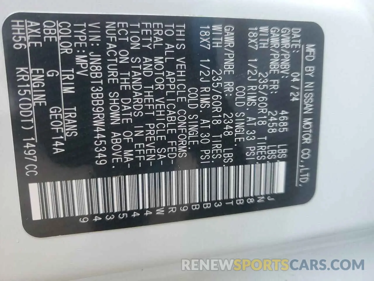 14 fotografías del automóvil dañado JN8BT3BB9RW445349 NISSAN ROGUE 2024