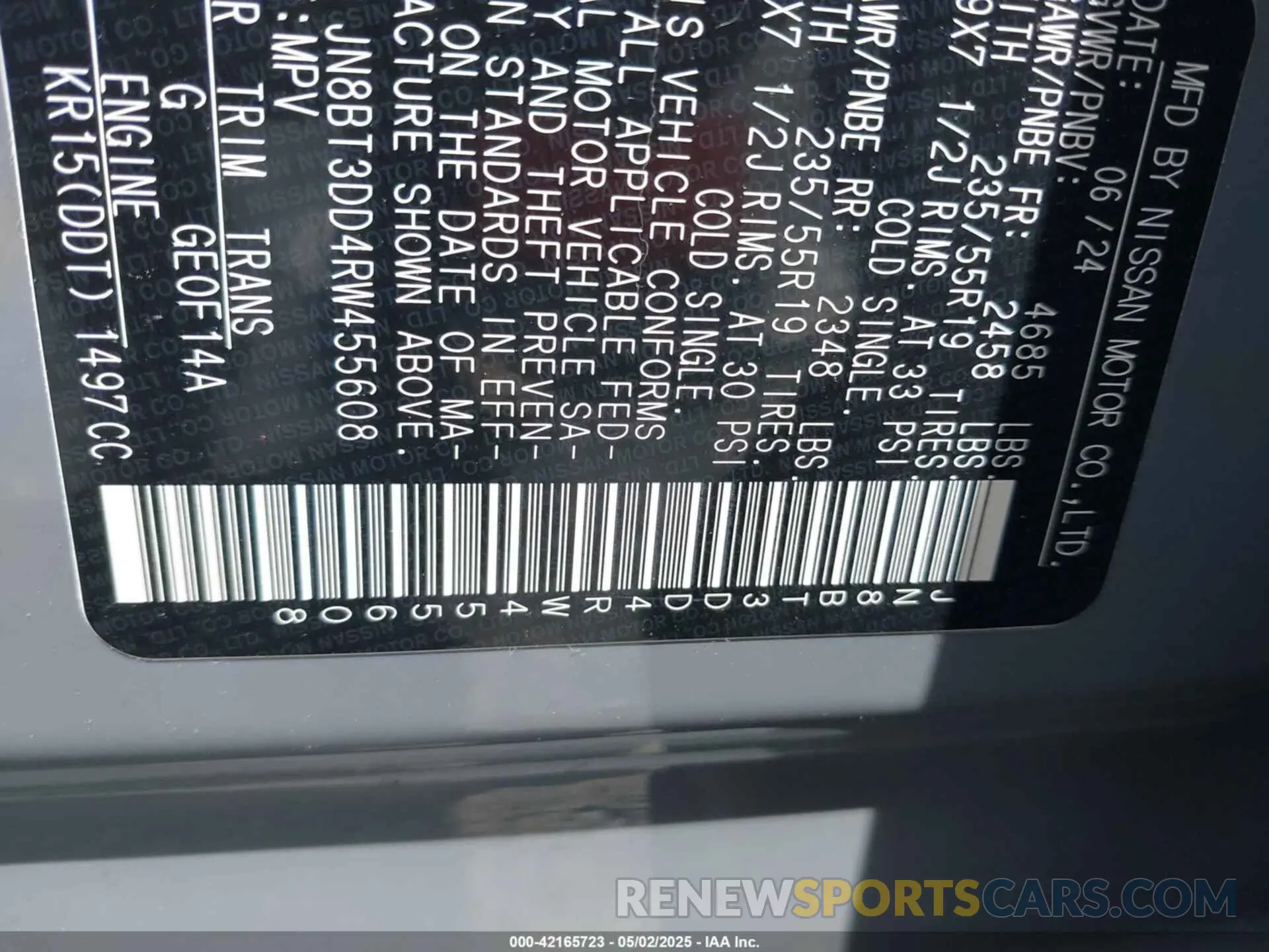 9 fotografías del automóvil dañado JN8BT3DD4RW455608 NISSAN ROGUE 2024