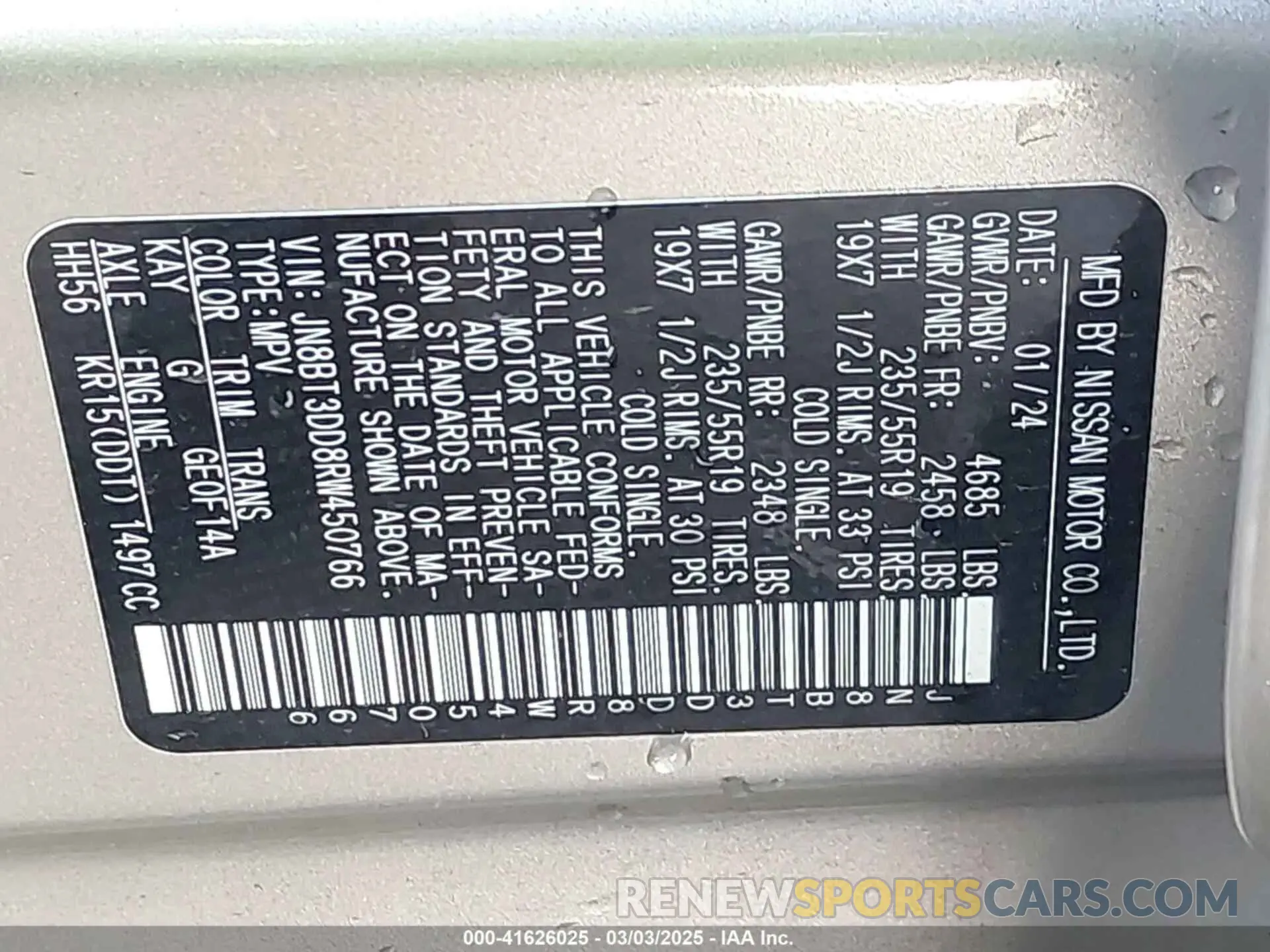 9 fotografías del automóvil dañado JN8BT3DD8RW450766 NISSAN ROGUE 2024