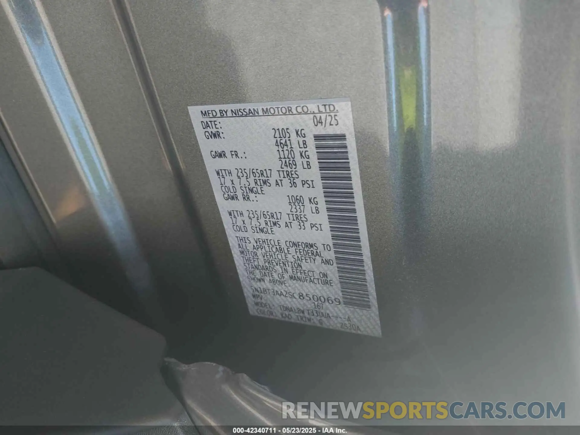 9 fotografías del automóvil dañado 5N1BT3AA2SC850069 NISSAN ROGUE 2025