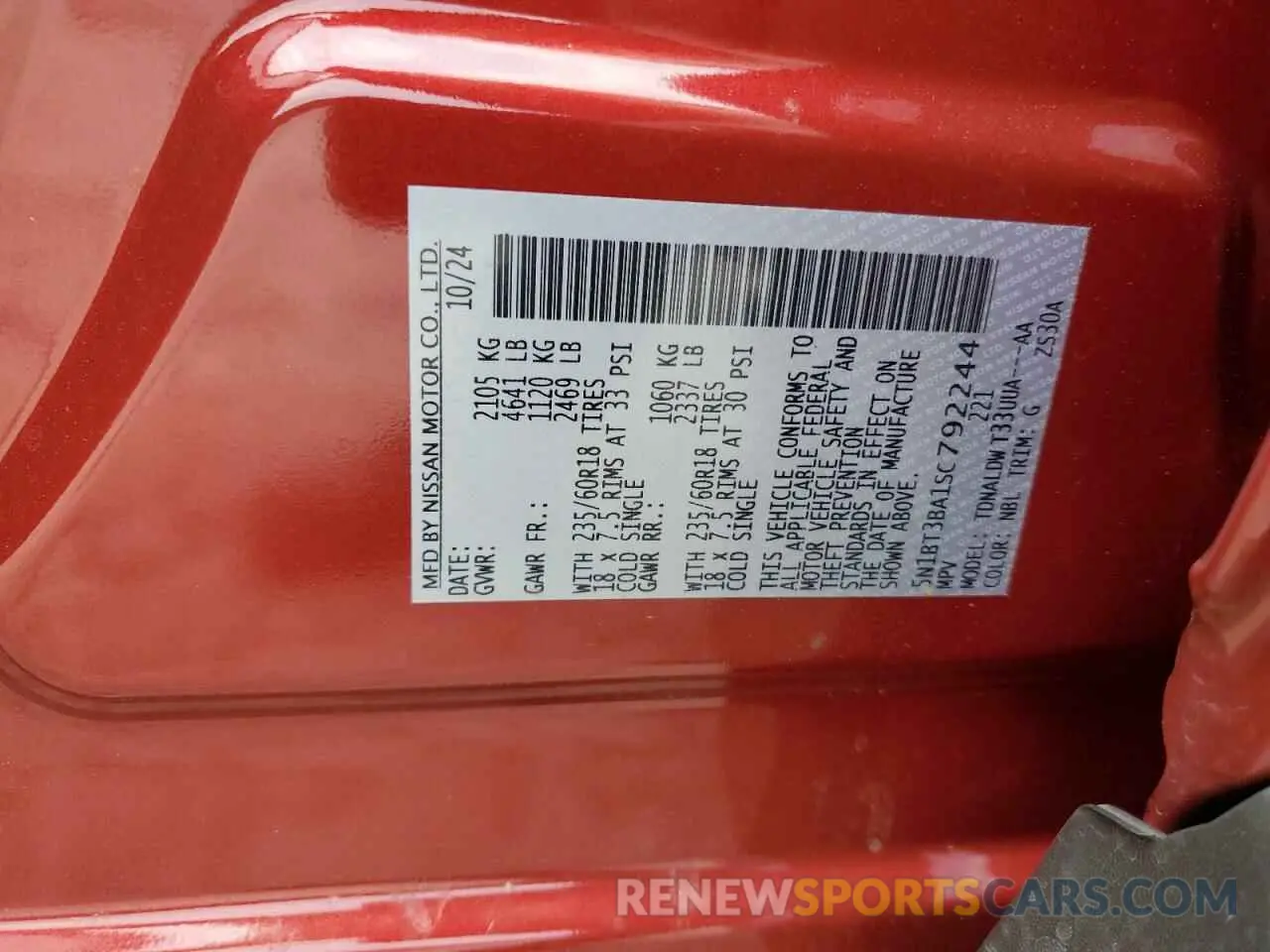 14 fotografías del automóvil dañado 5N1BT3BA1SC792244 NISSAN ROGUE 2025