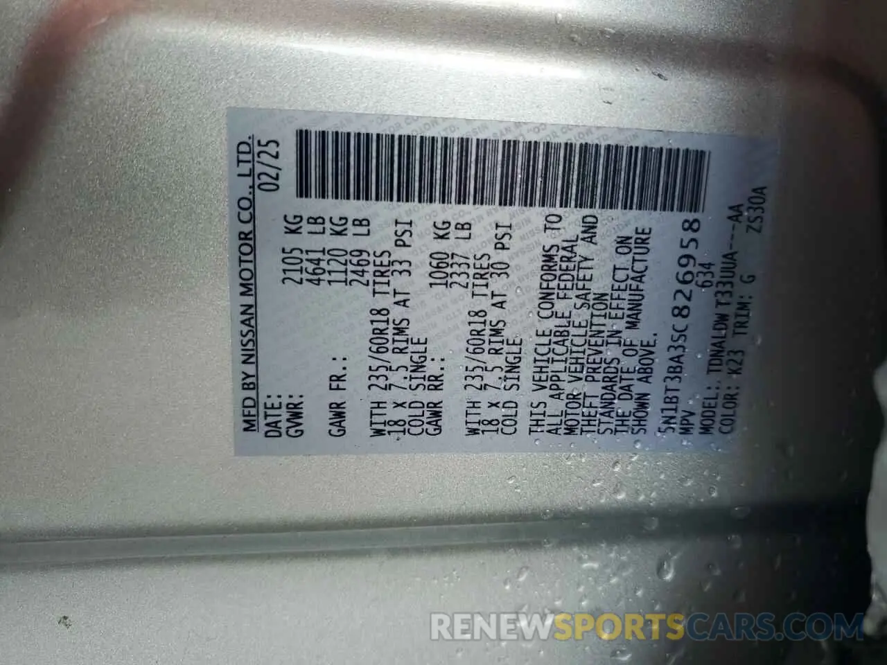 14 fotografías del automóvil dañado 5N1BT3BA3SC826958 NISSAN ROGUE 2025