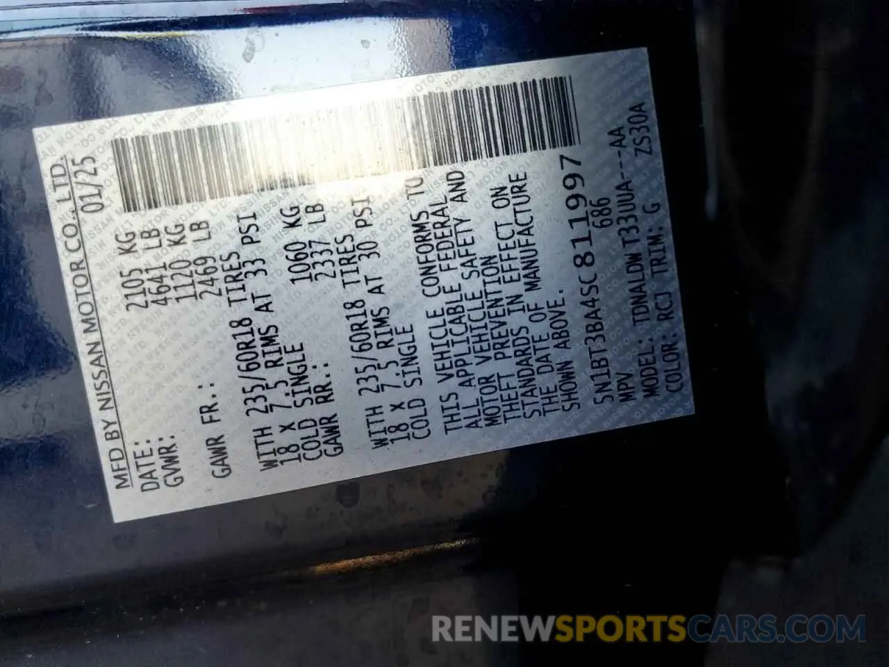 13 fotografías del automóvil dañado 5N1BT3BA4SC811997 NISSAN ROGUE 2025