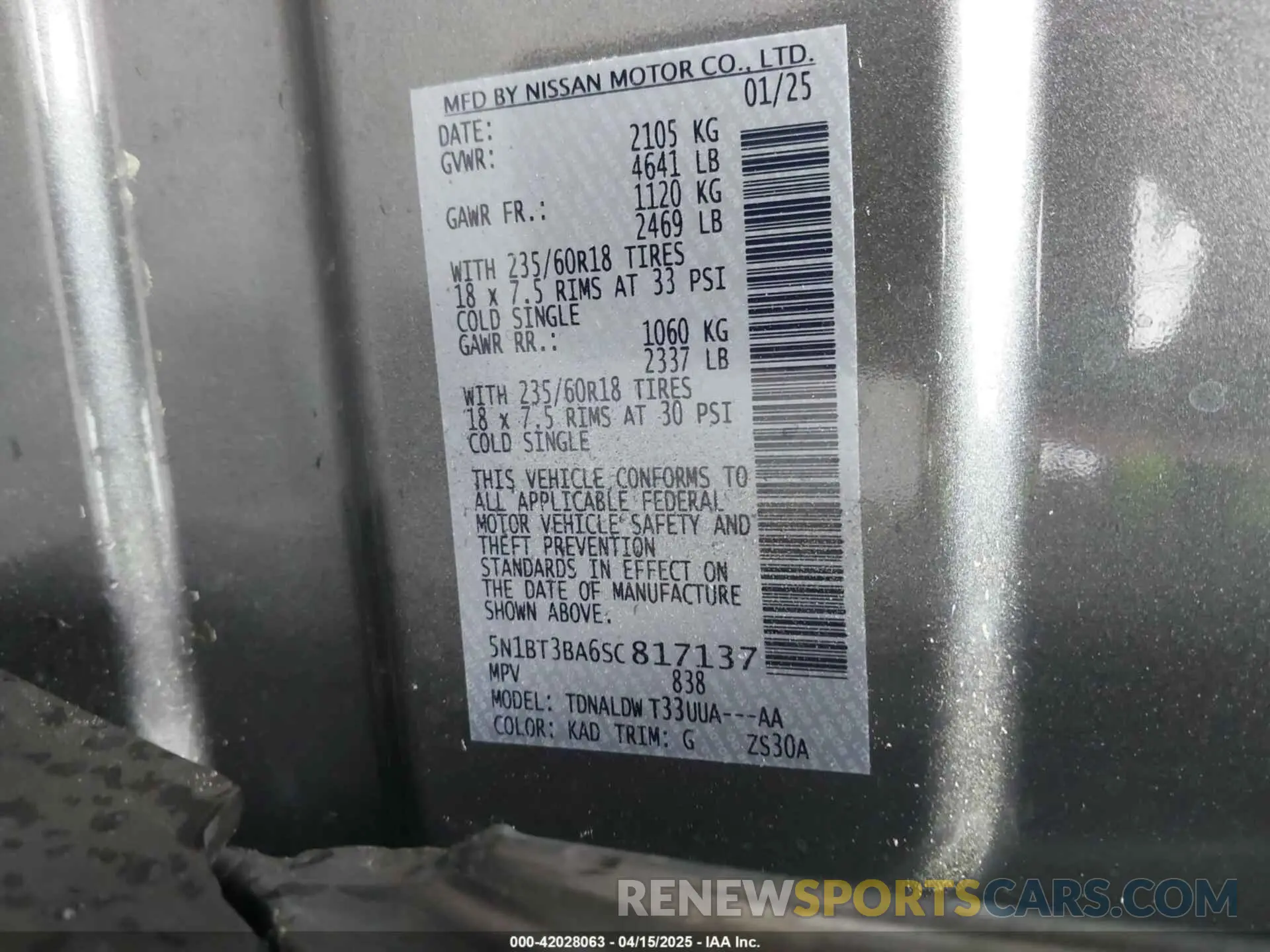 9 fotografías del automóvil dañado 5N1BT3BA6SC817137 NISSAN ROGUE 2025