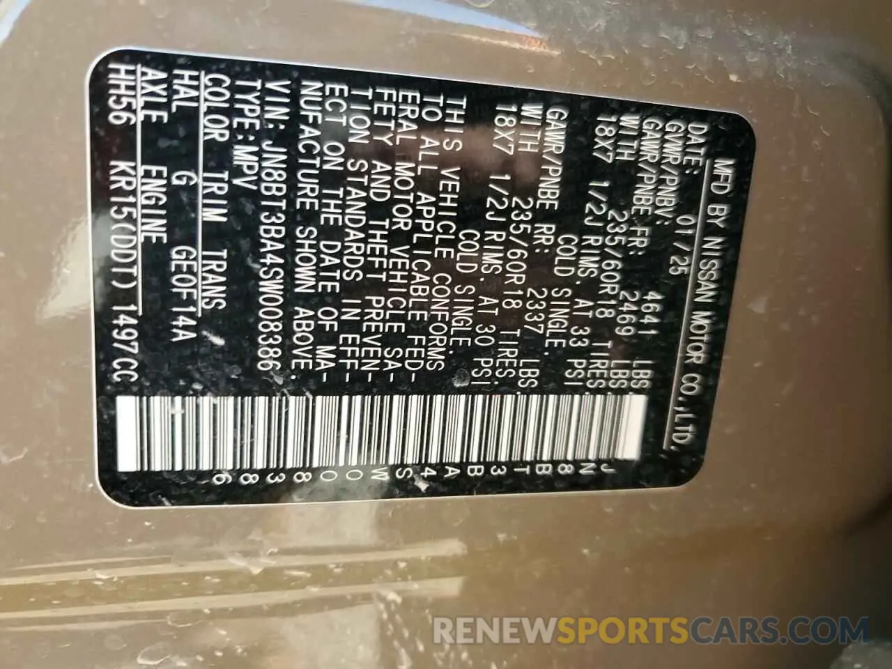 14 fotografías del automóvil dañado JN8BT3BA4SW008386 NISSAN ROGUE 2025