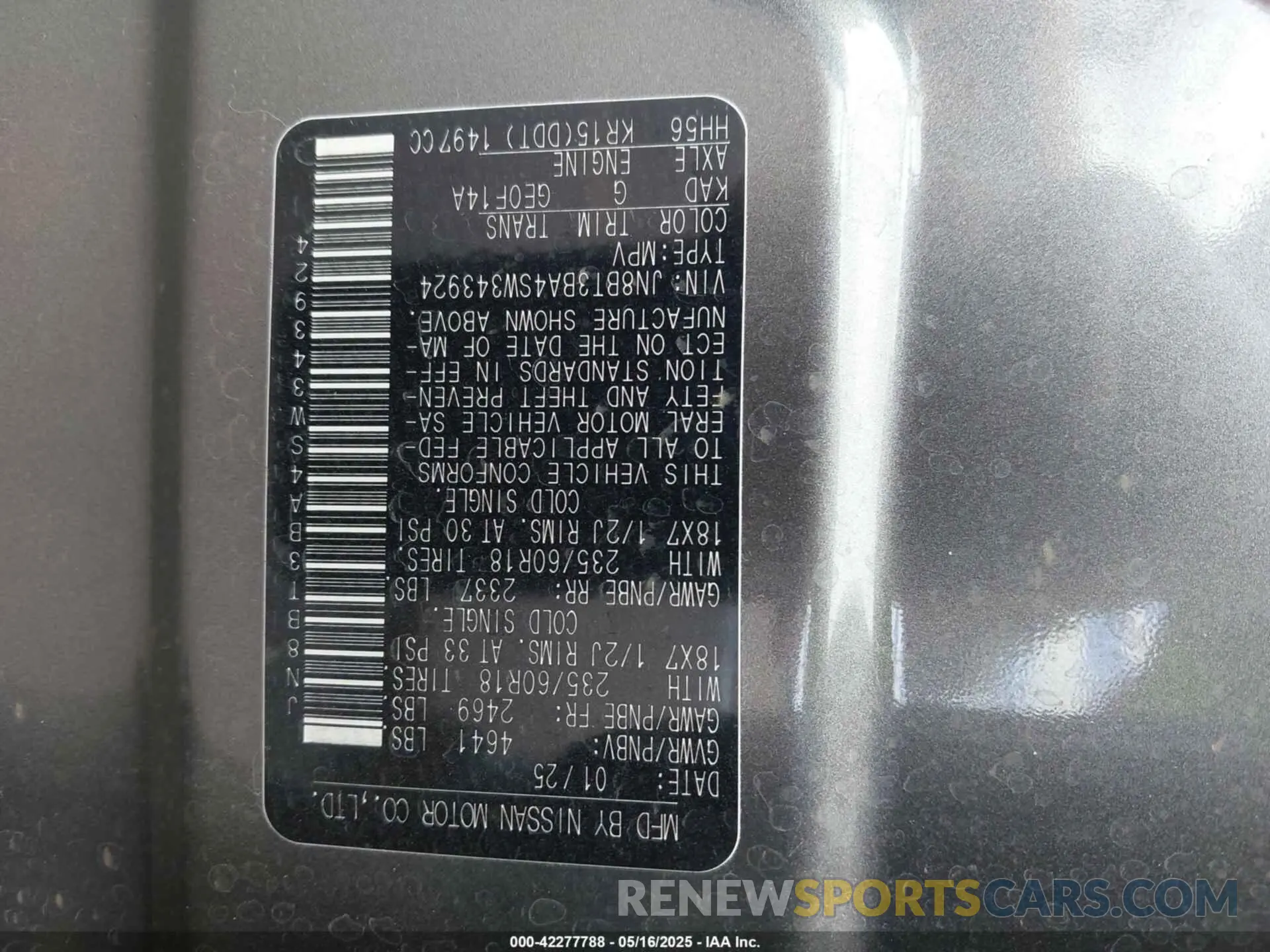 9 fotografías del automóvil dañado JN8BT3BA4SW343924 NISSAN ROGUE 2025