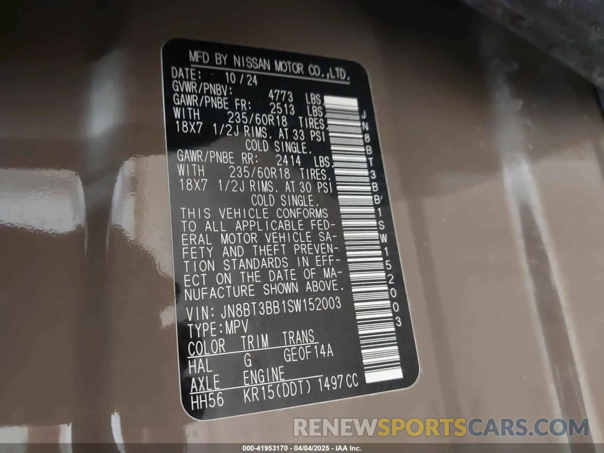 9 fotografías del automóvil dañado JN8BT3BB1SW152003 NISSAN ROGUE 2025