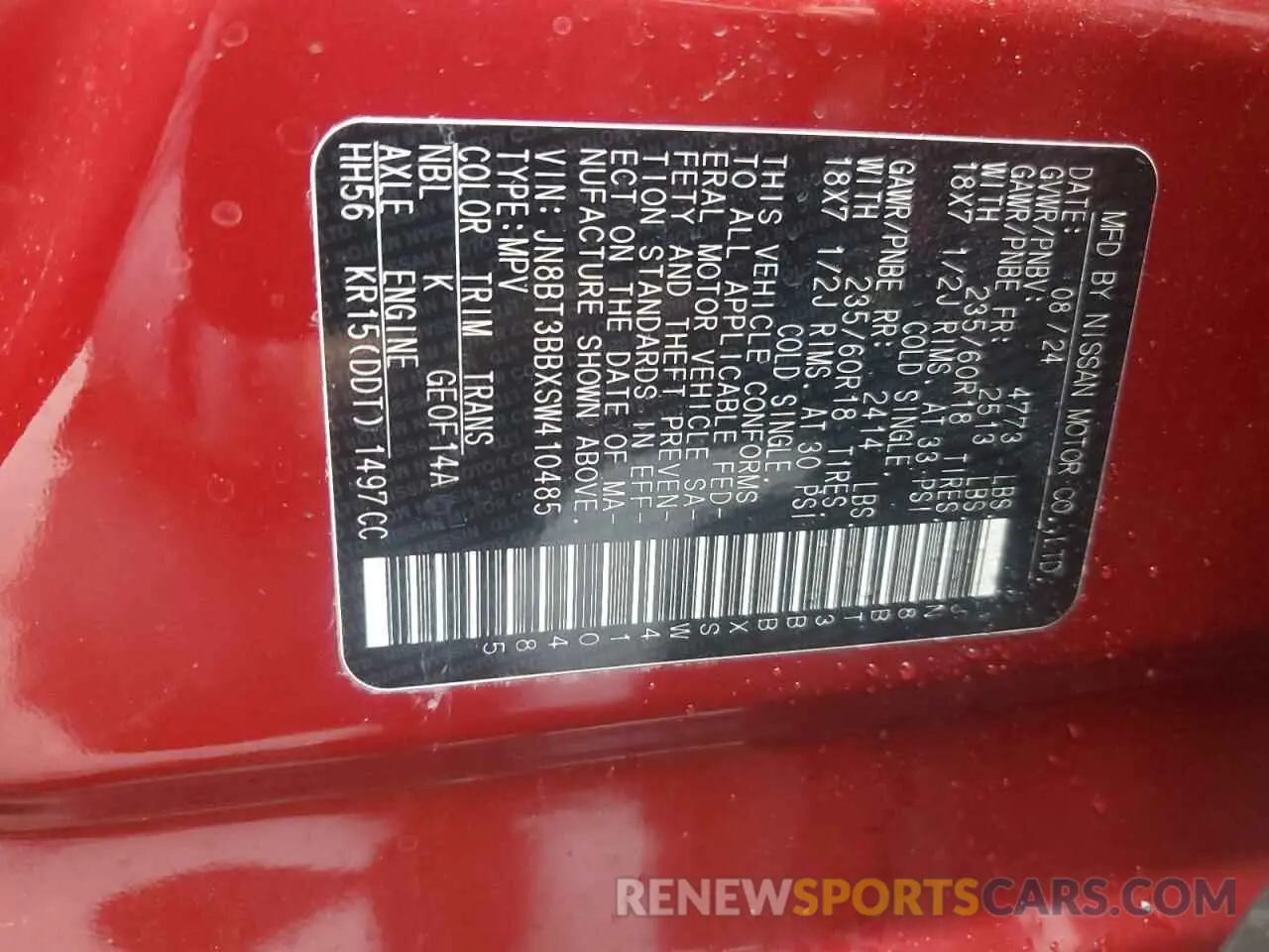 13 fotografías del automóvil dañado JN8BT3BBXSW410485 NISSAN ROGUE 2025