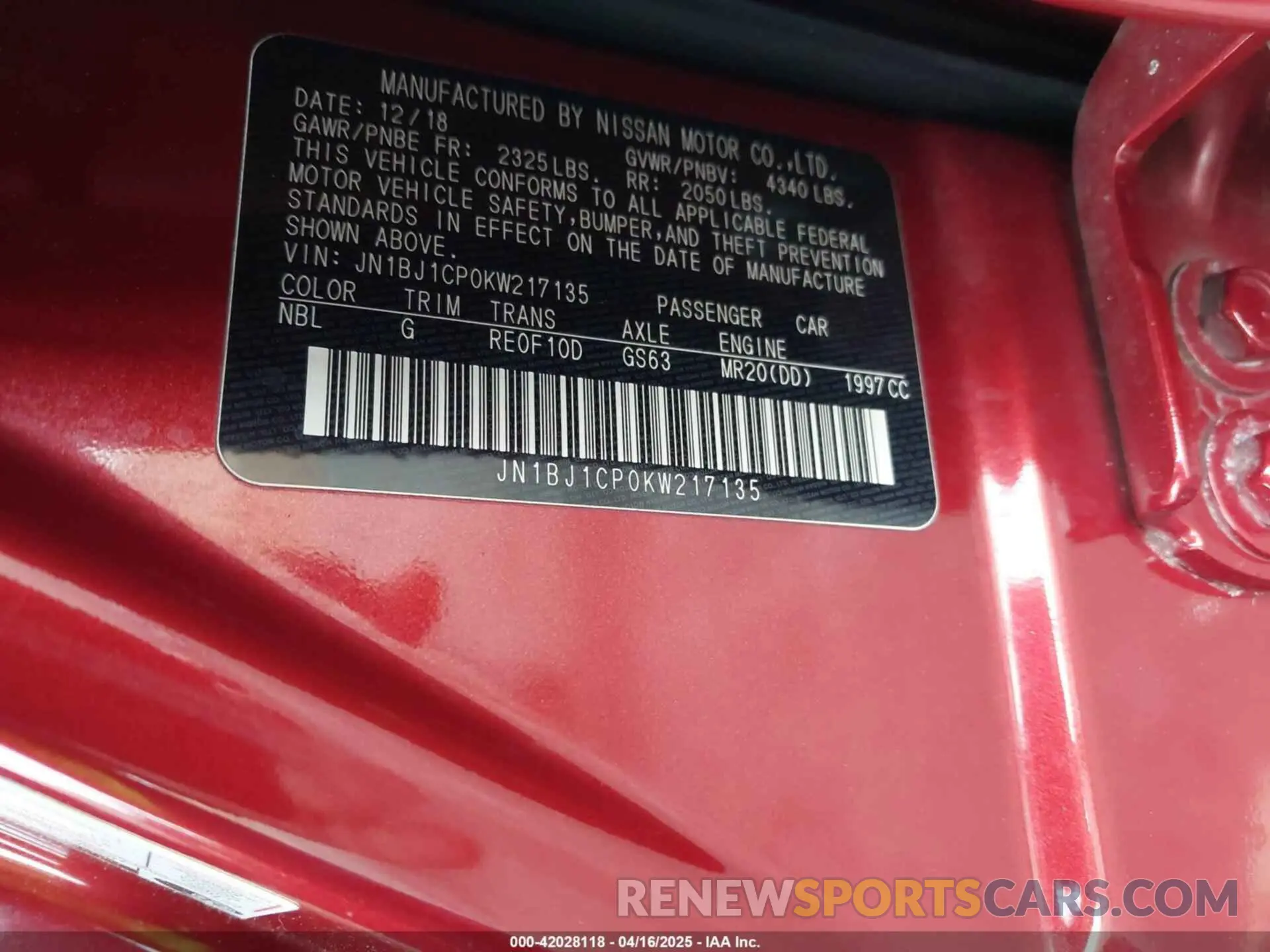 9 fotografías del automóvil dañado JN1BJ1CP0KW217135 NISSAN ROGUE SPORT 2019